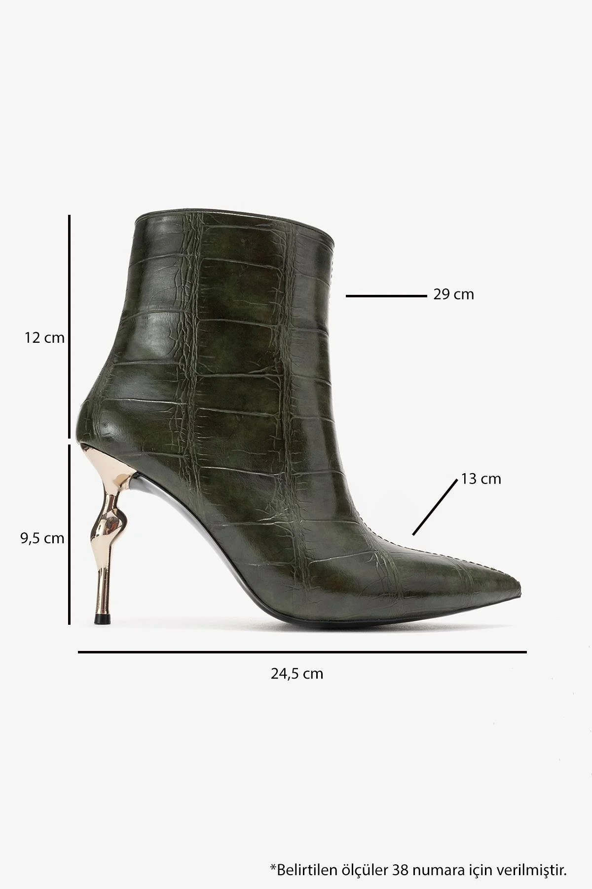 Crista - Green Croc-Embossed Pointed Toe Heeled Boot (Women) - Image 6