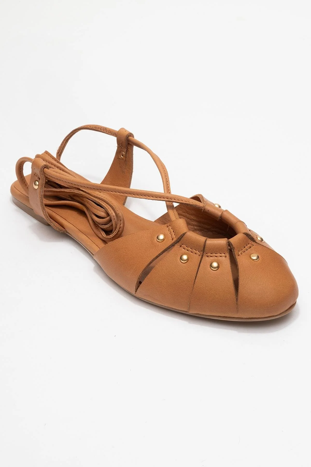 Daria - Cognac Genuine Leather Ankle Lace-Up Sandal (Women) - Image 3