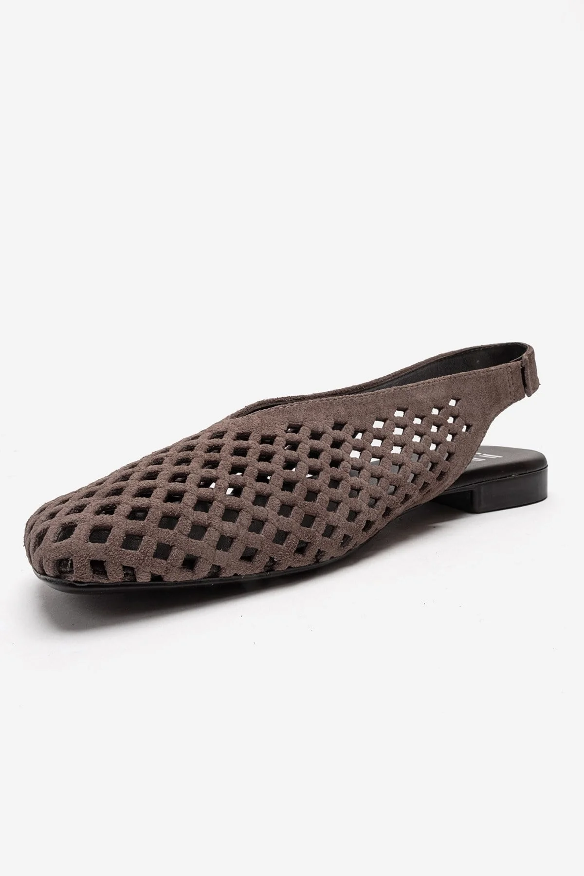 DELIZIA - Taupe Genuine Leather Closed Front Laser-Cut Sandal (Women) - Image 6