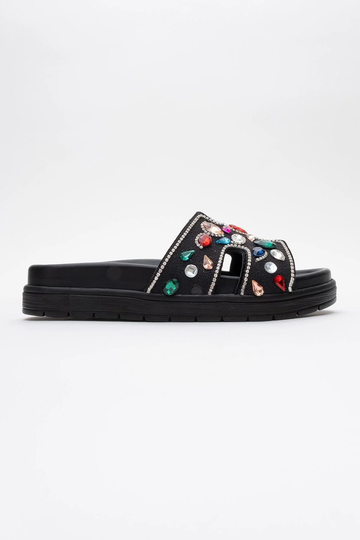 Denilla - Black Leather Embellished Slide Sandal (Women) - Image 6