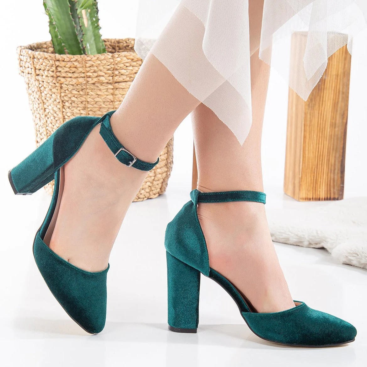 Denise - Emerald Green Heels with Pearls - Image 9
