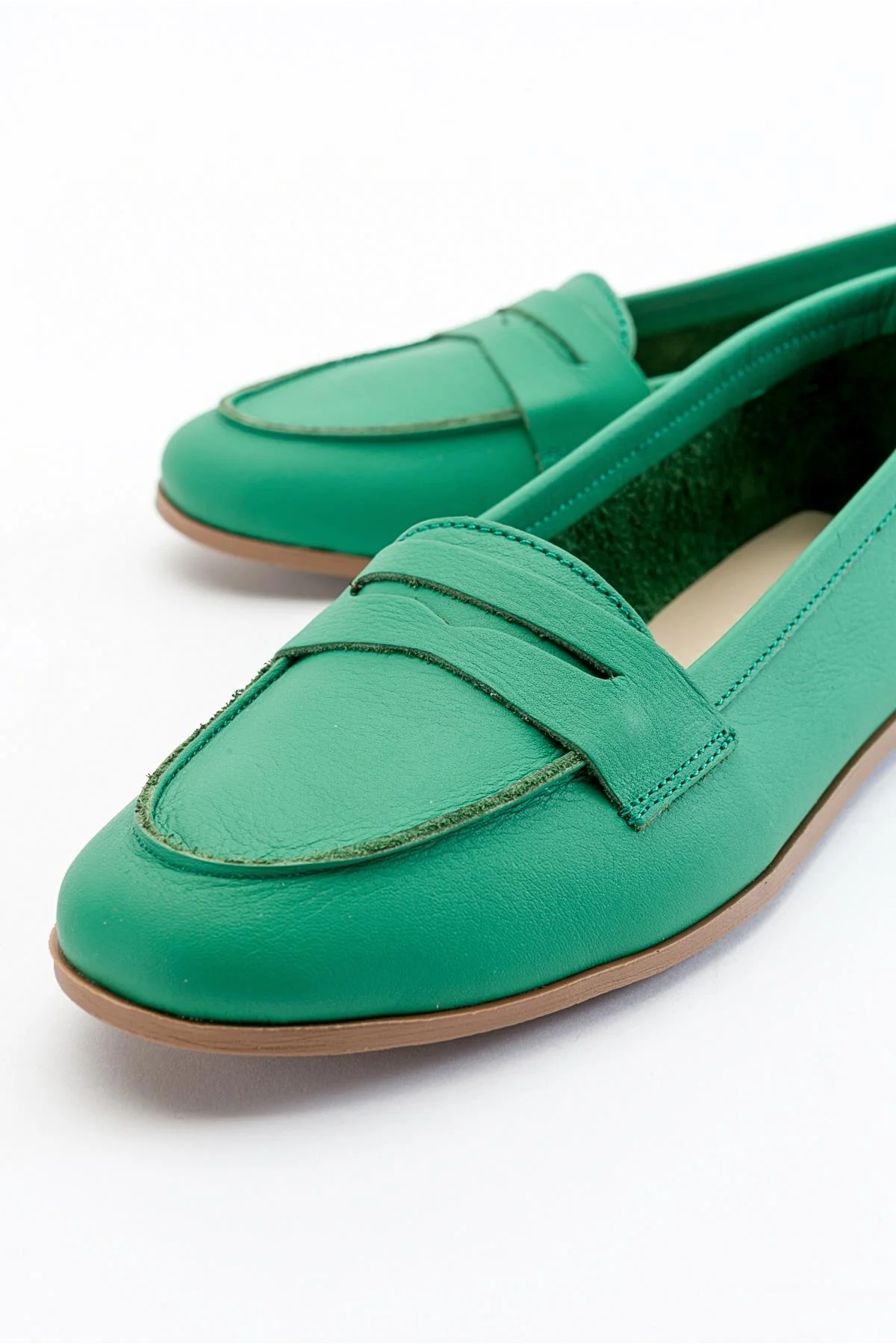 Dorothy - Green Leather Loafers - Image 5