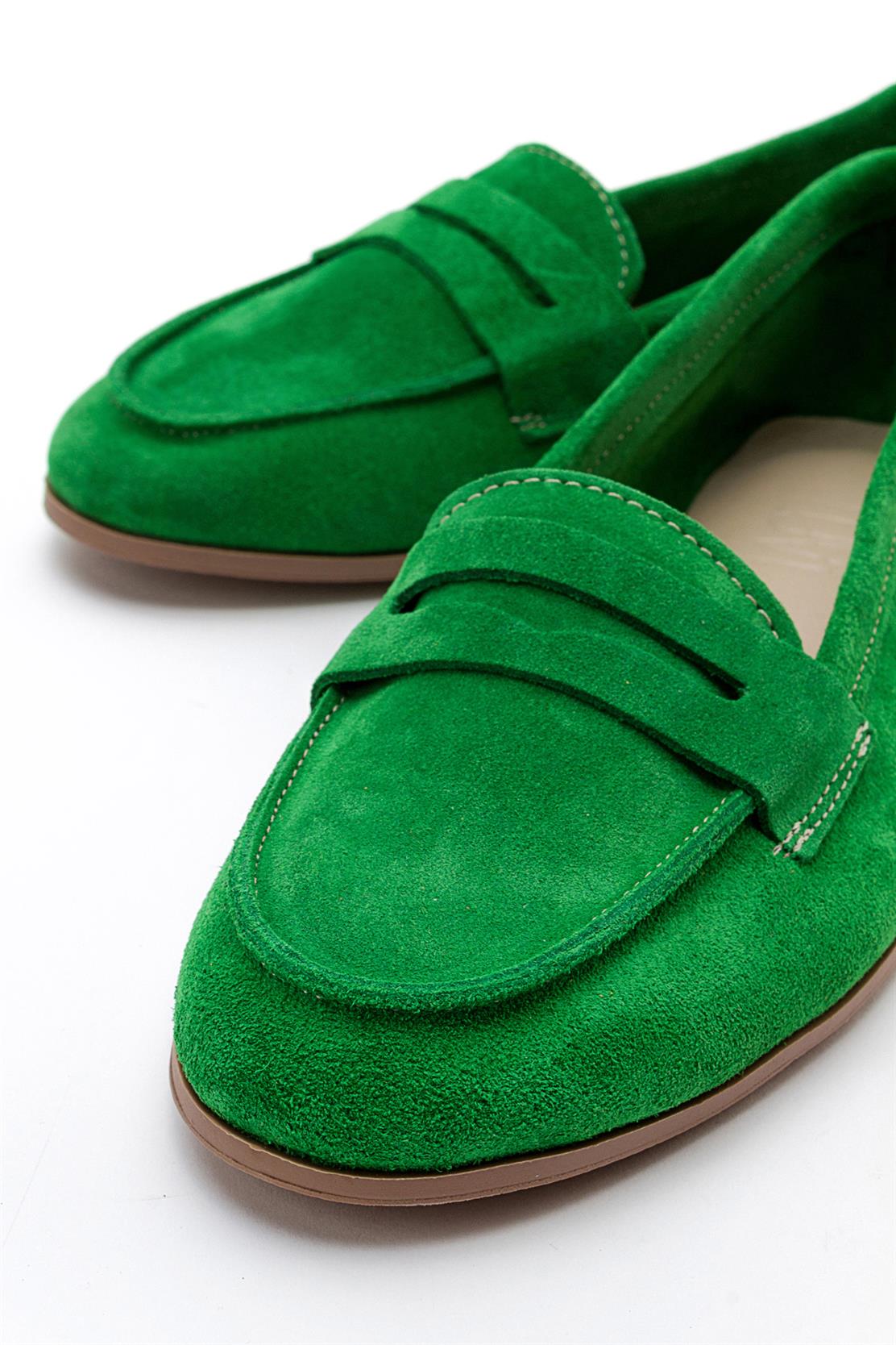 Dorothy - Green Suede Leather Loafers - Image 3