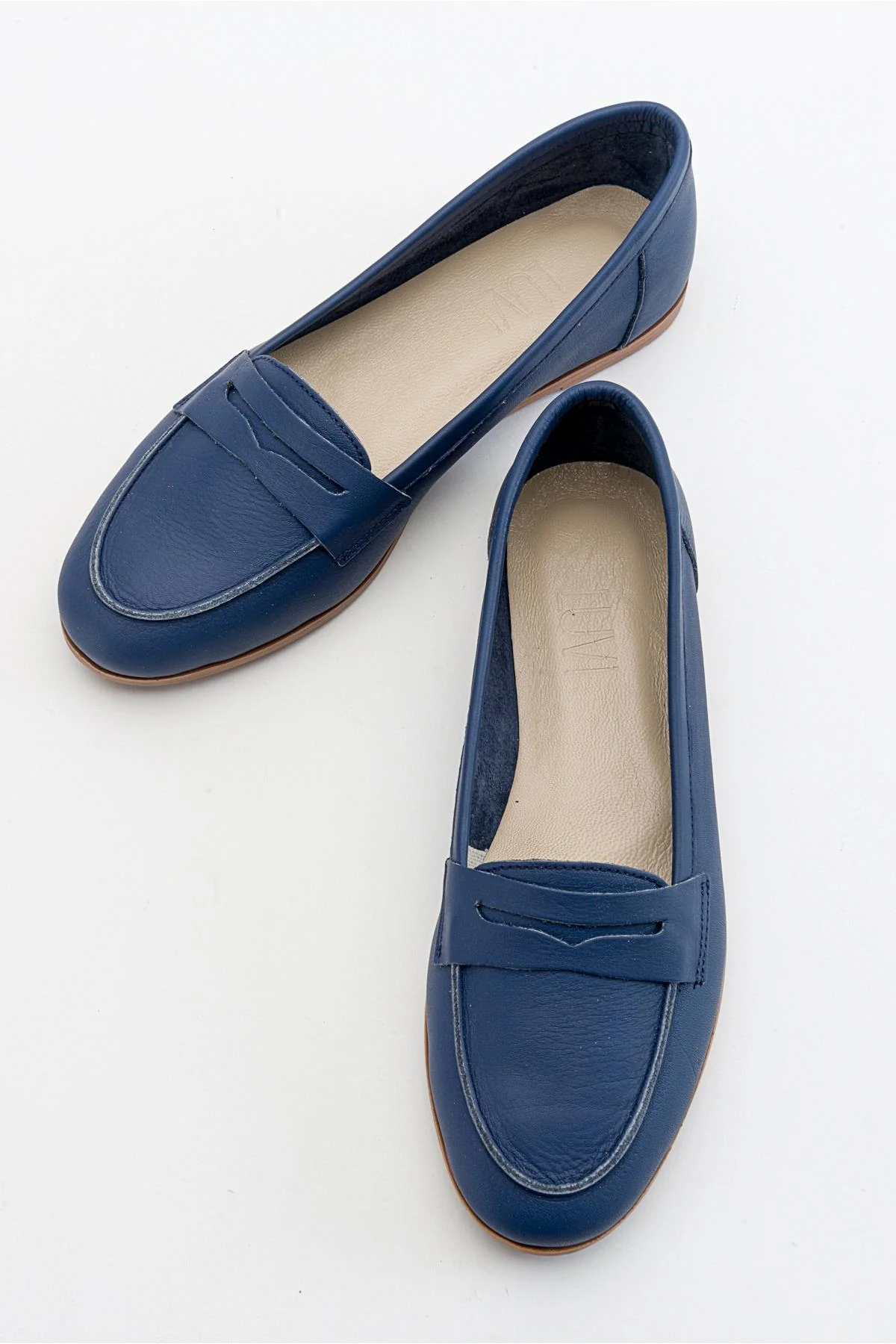 Dorothy - Navy Blue Leather Loafers - Image 2