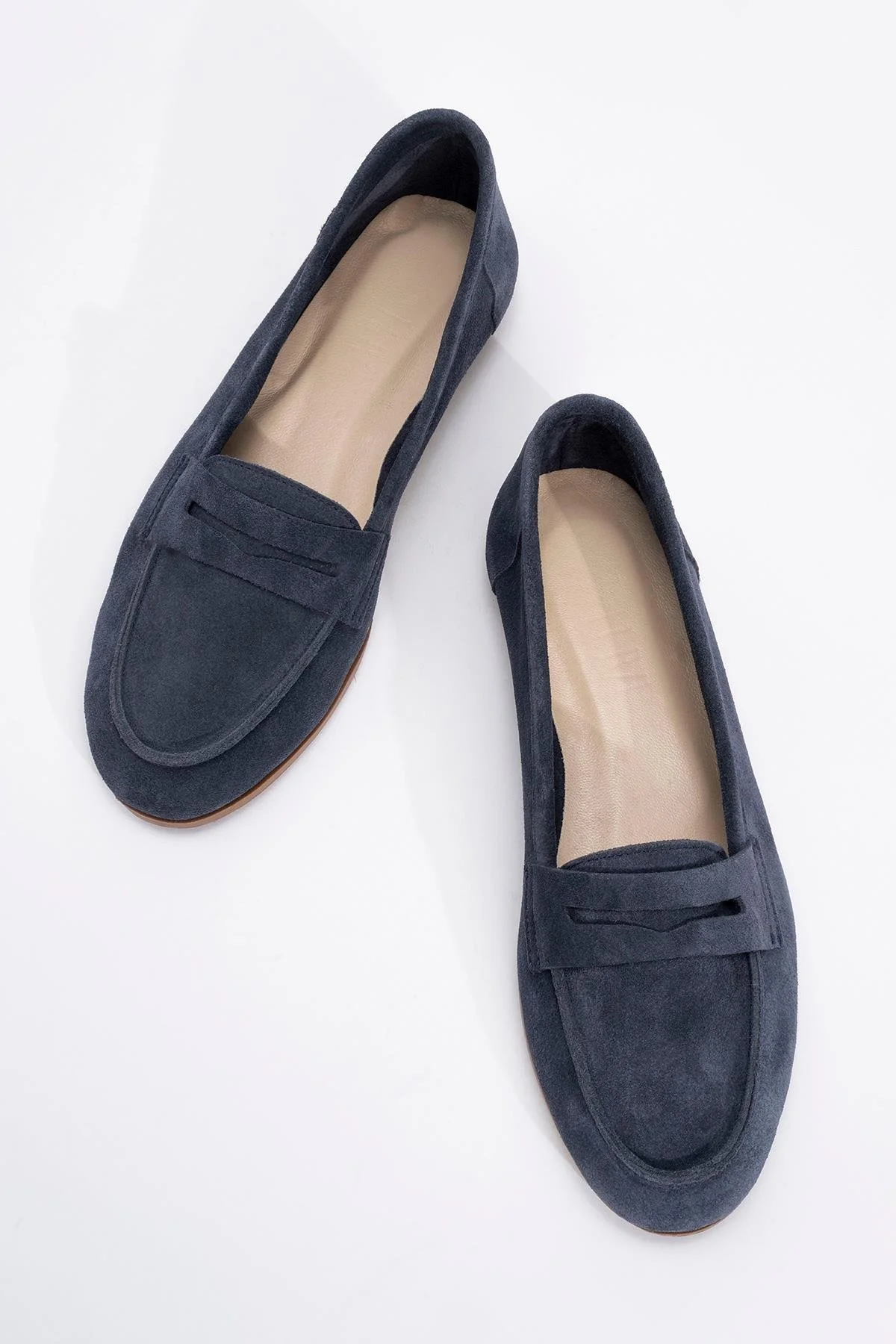 Dorothy - Navy Blue Suede Leather Loafers - Image 2