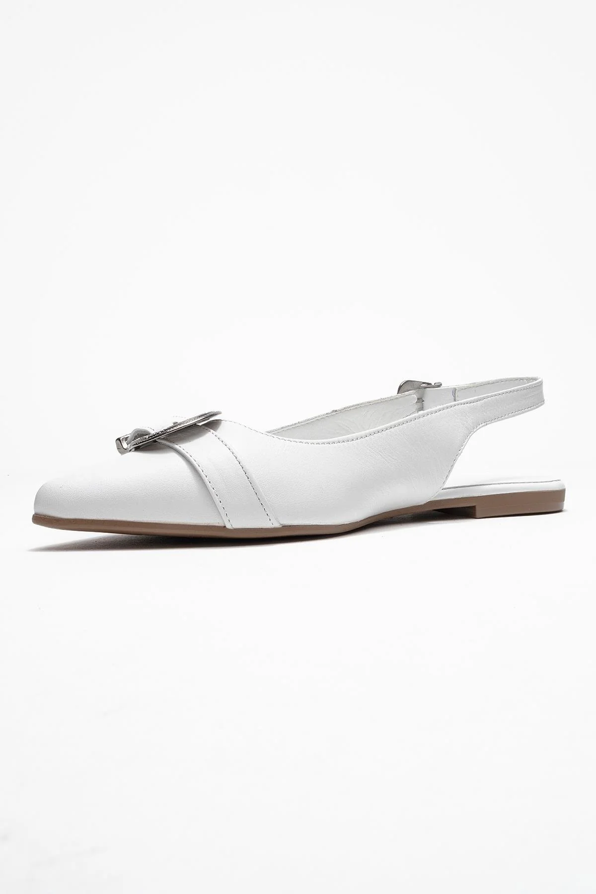 Dorothy - White Genuine Leather Pointed-Toe Buckle Sandal (Women) - Image 4