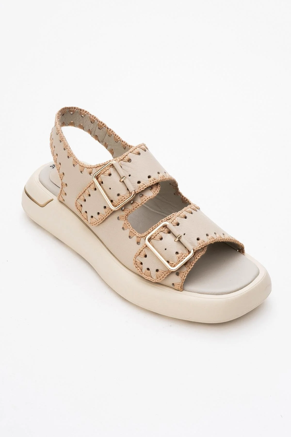 Douro - Beige Braided Rope Strap Leather Sandal (Women) - Image 3