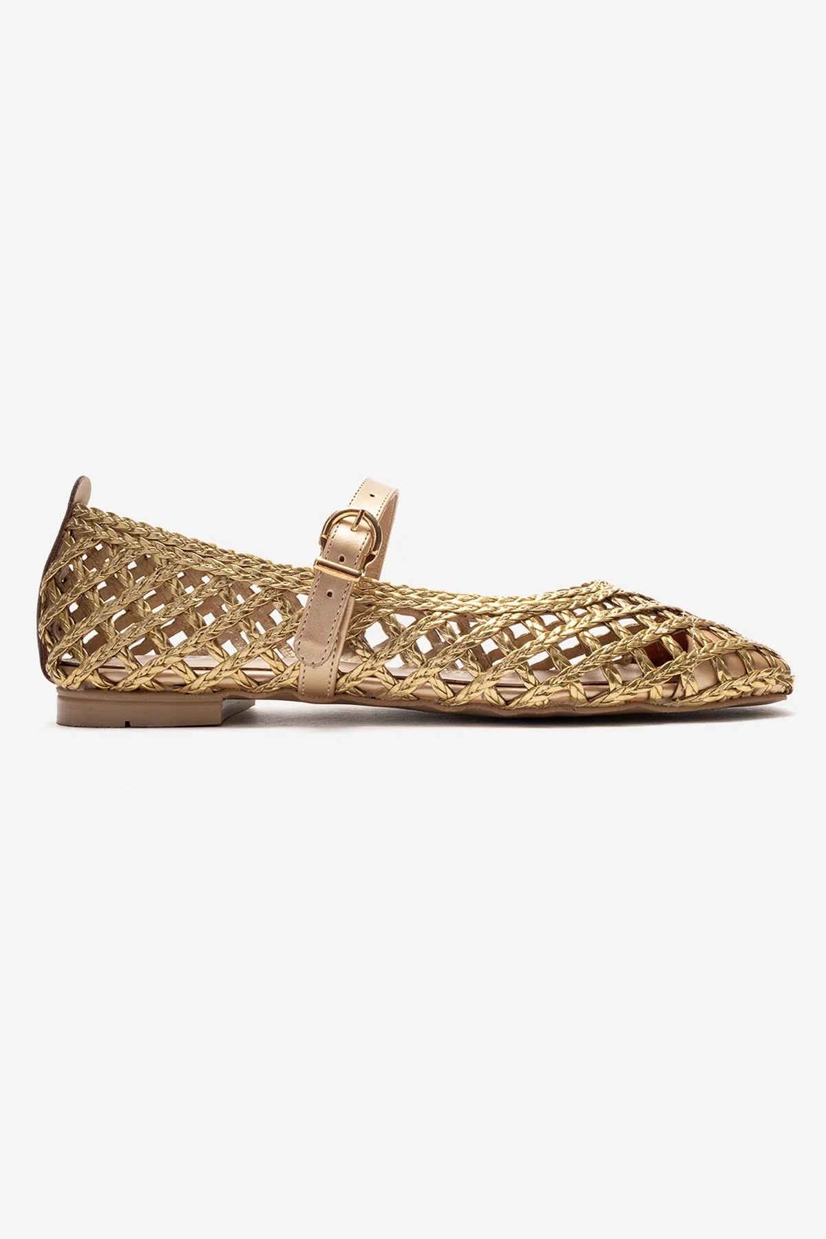 DOUX - Gold Braided Strap Detail Ballet Flat (Women) - Image 6