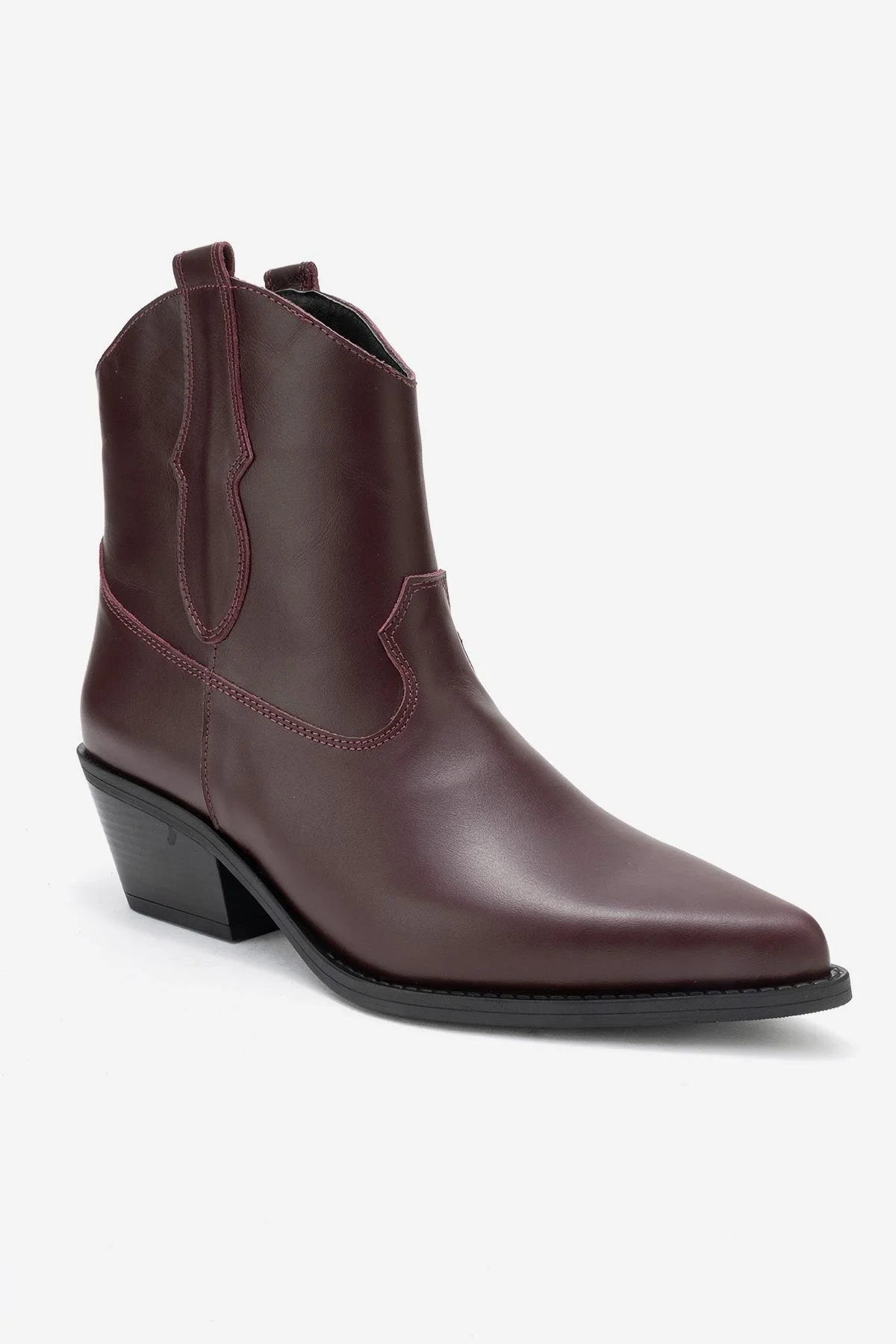 Elia - Burgundy Genuine Leather Western Boot (Women) - Image 3
