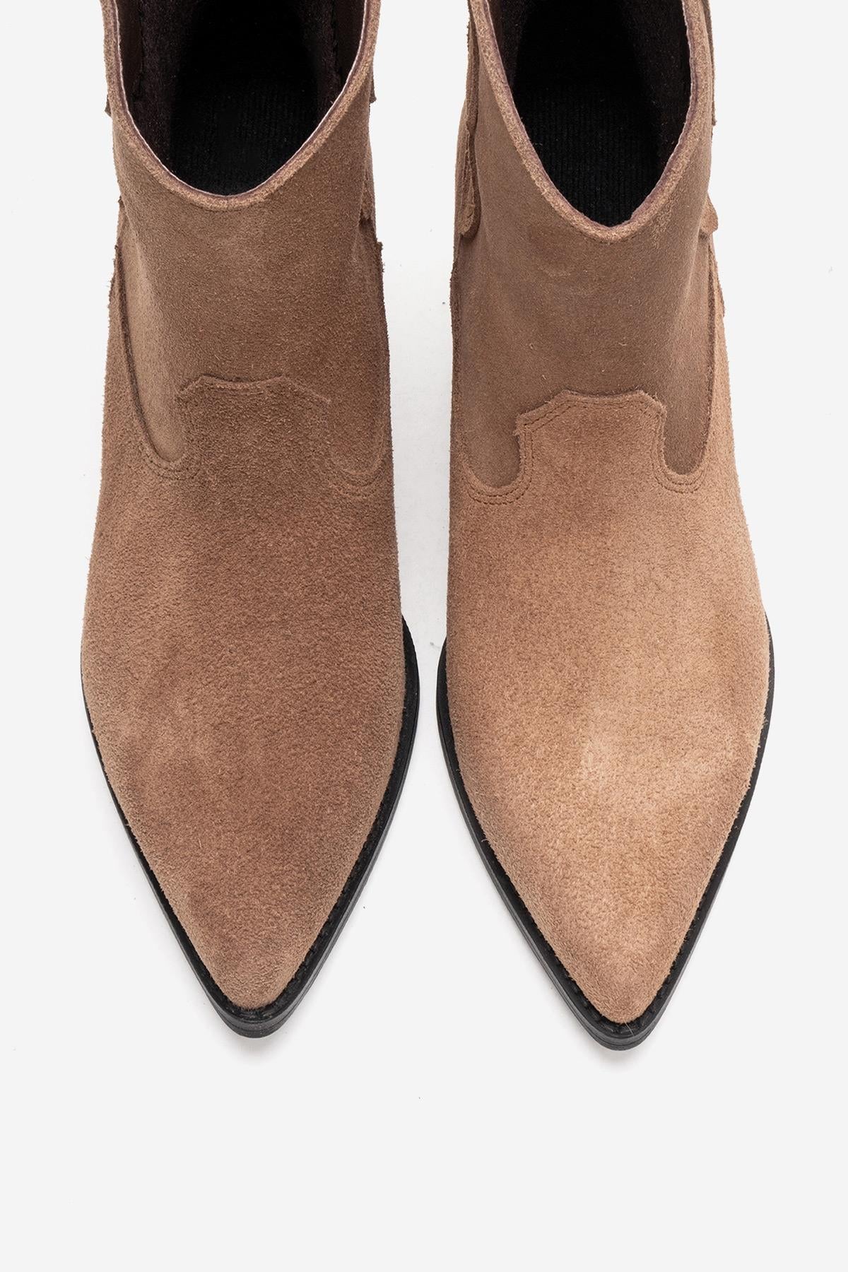 ELIA - Camel Genuine Leather Block Heel Western Boot (Women) - Image 2