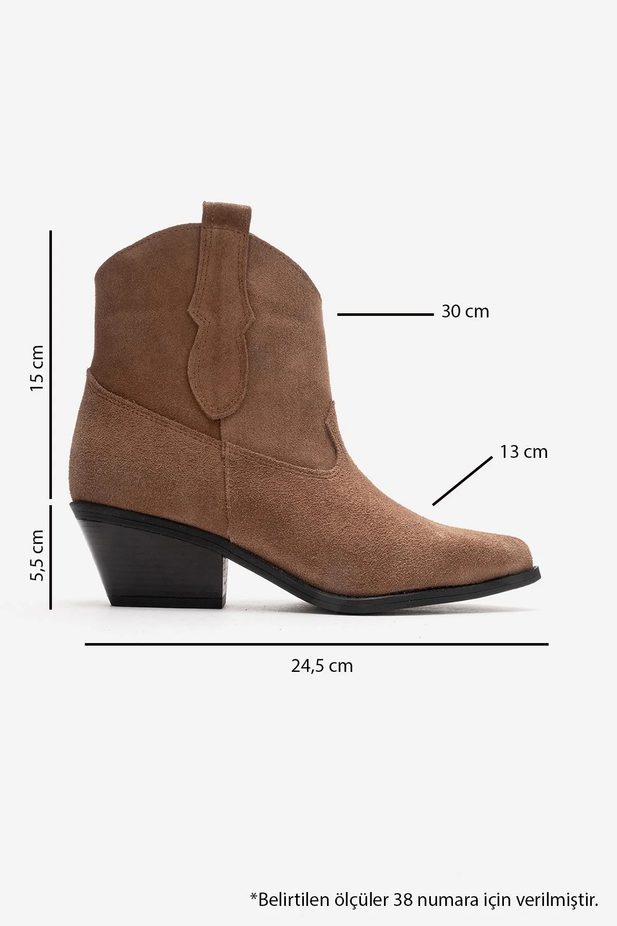ELIA - Camel Genuine Leather Block Heel Western Boot (Women) - Image 3