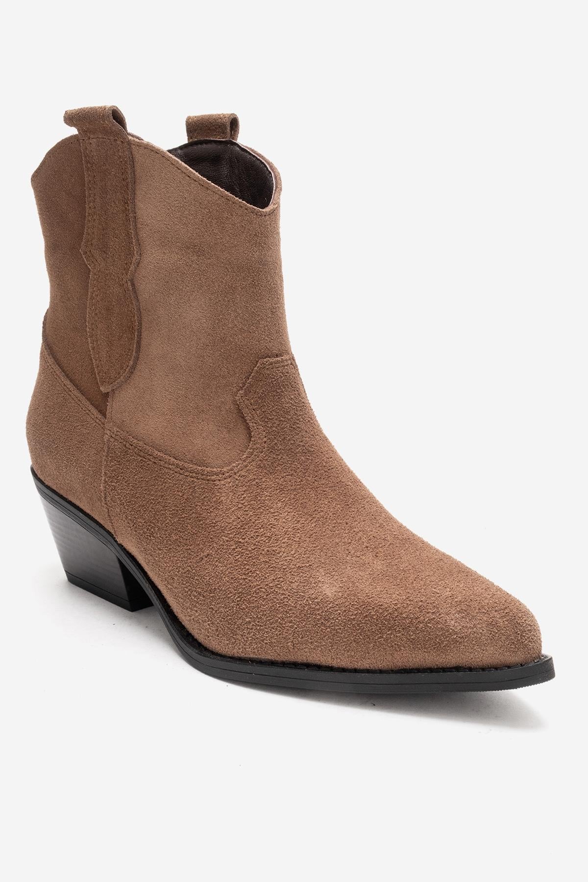 ELIA - Camel Genuine Leather Block Heel Western Boot (Women) - Image 5