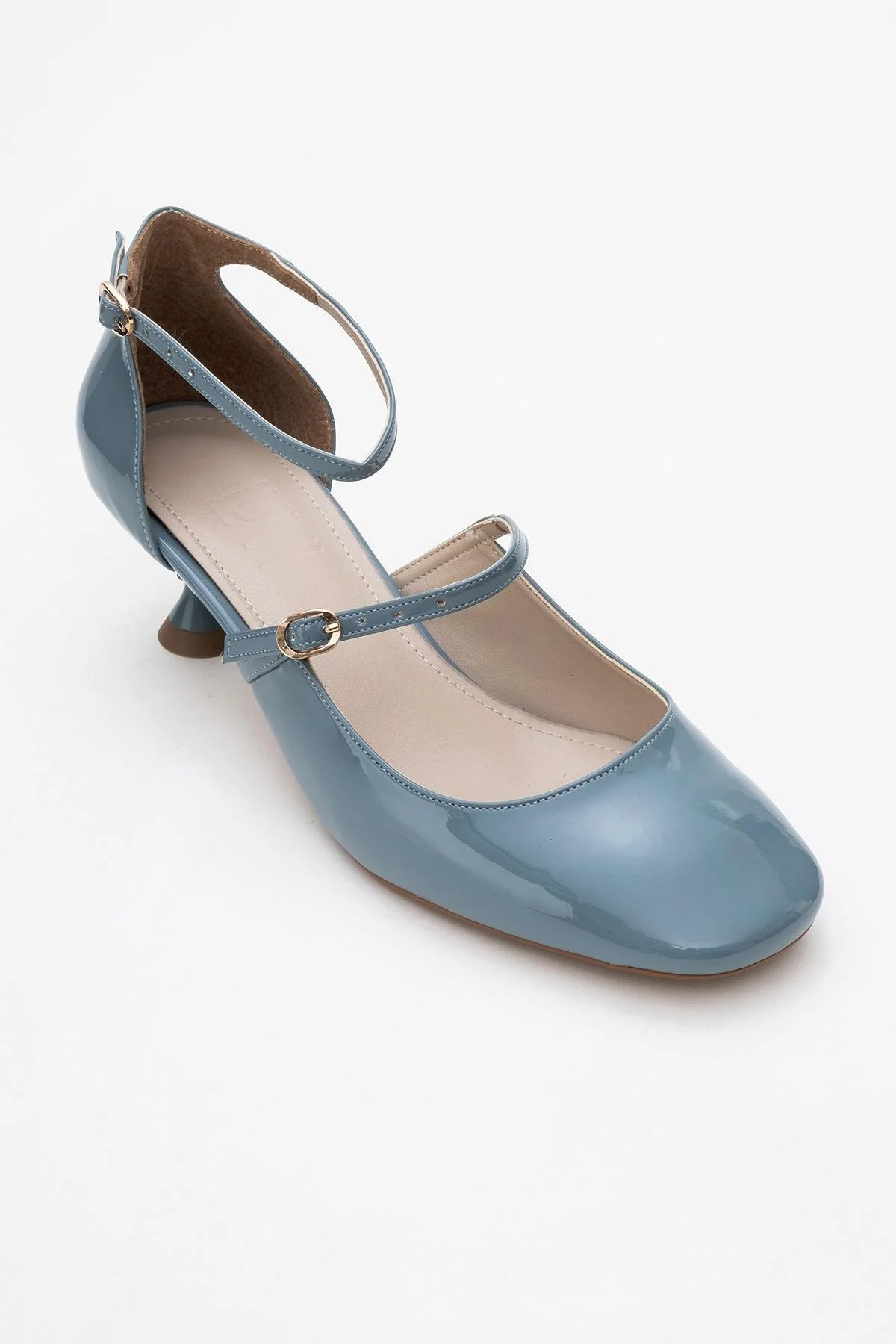 Emly - Blue Patent Round Toe Low Heel Shoe (Women) - Image 3