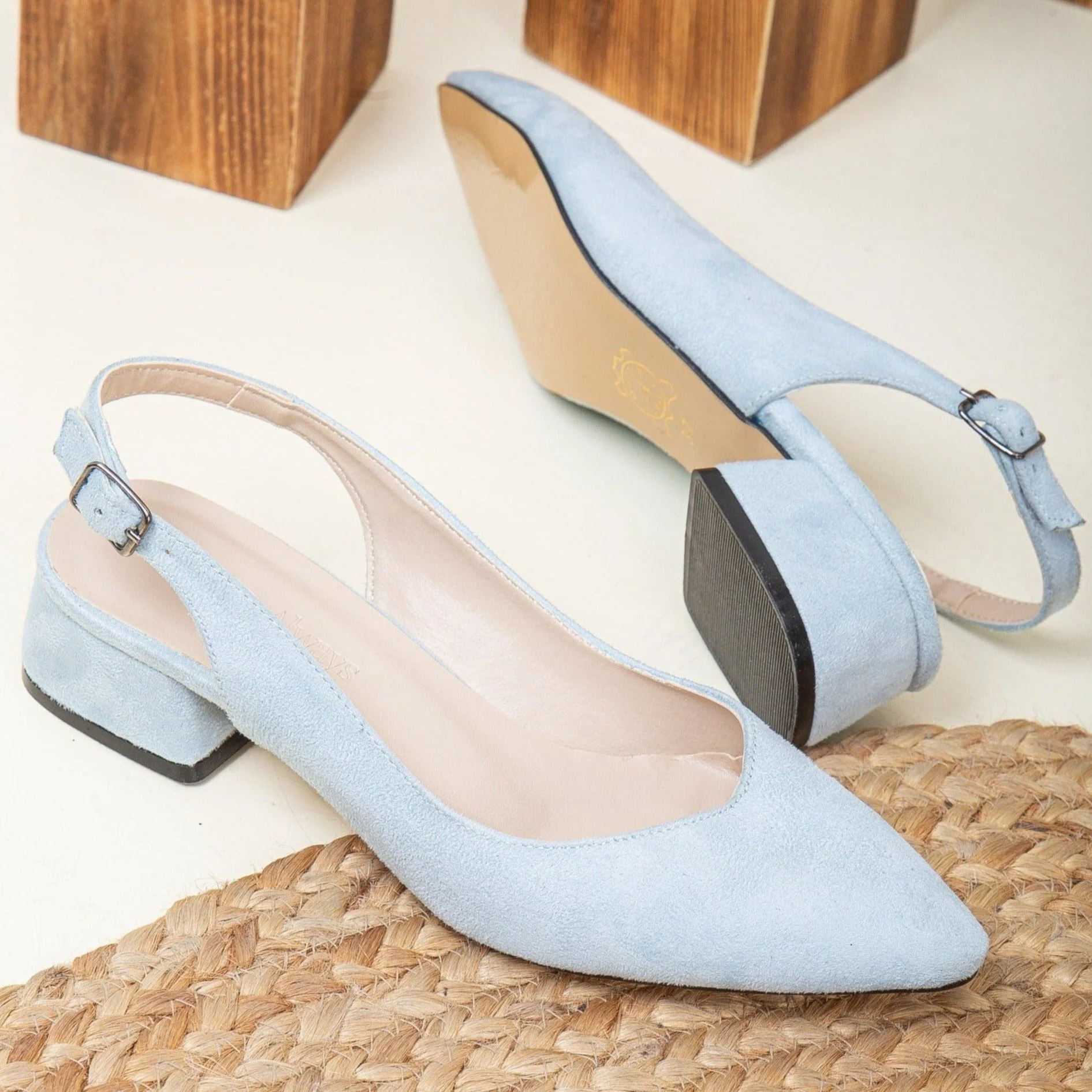 Emma - Baby Blue Wedding Slingback Shoes - Image 3