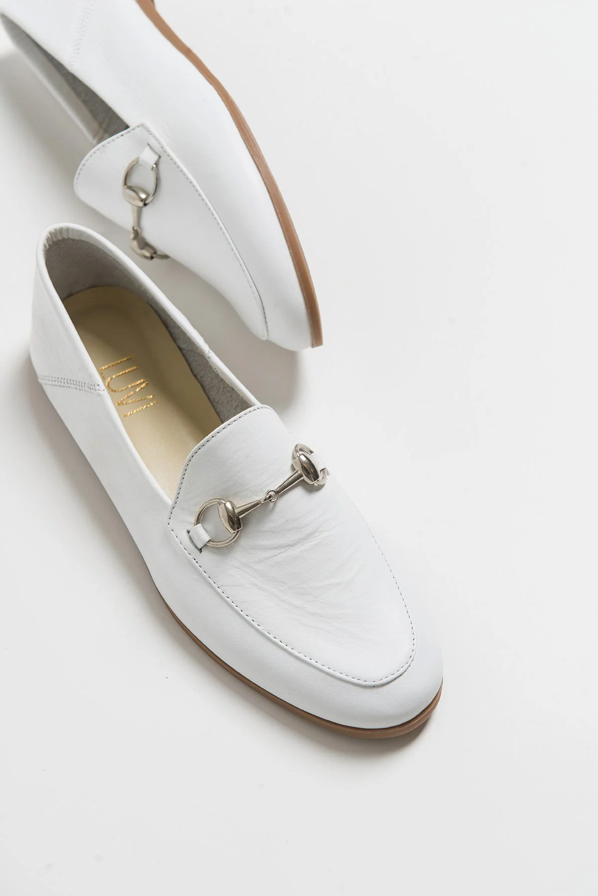 F03 - White Genuine Leather Loafer Shoe (Women) - Image 5