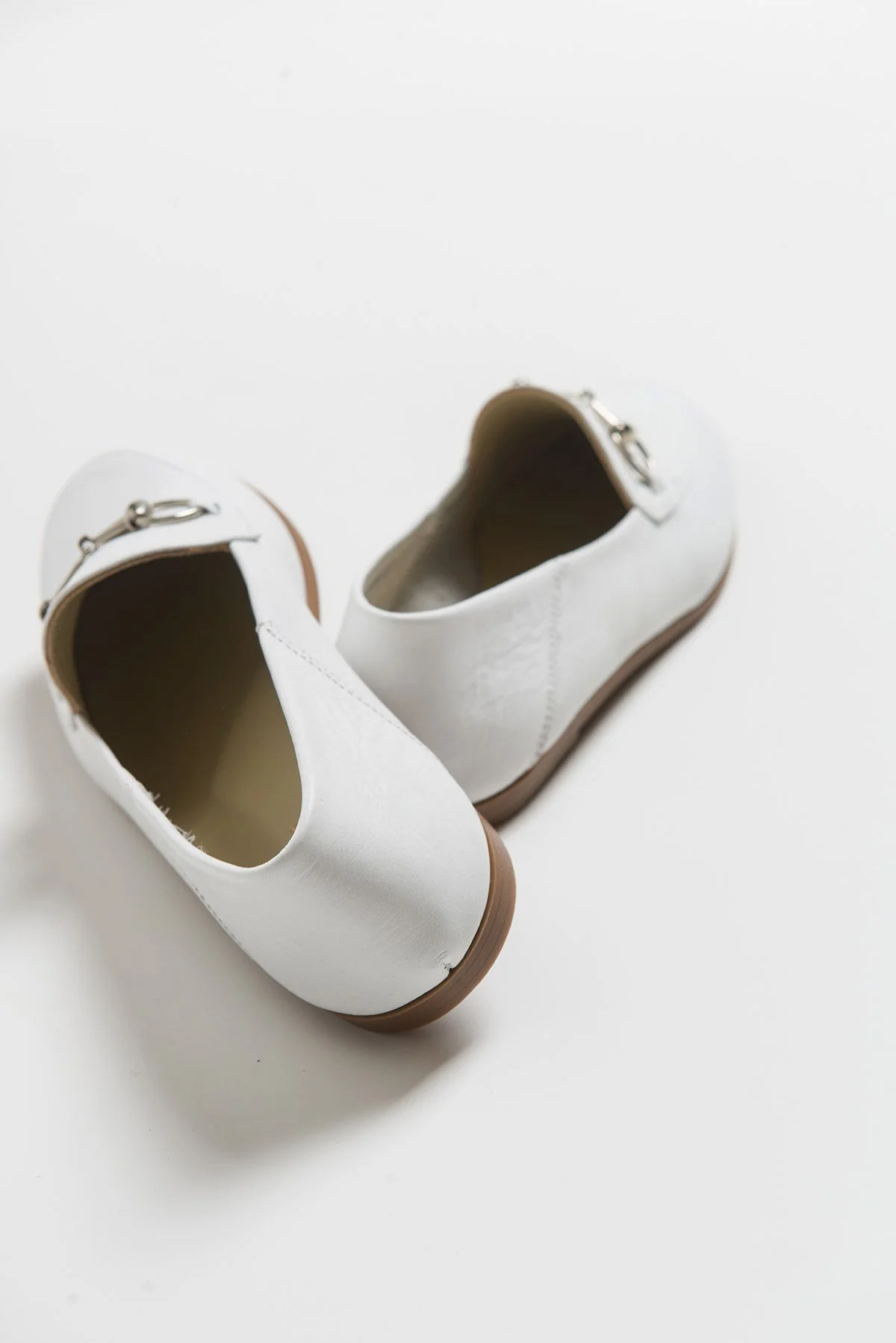 F03 - White Genuine Leather Loafer Shoe (Women) - Image 6