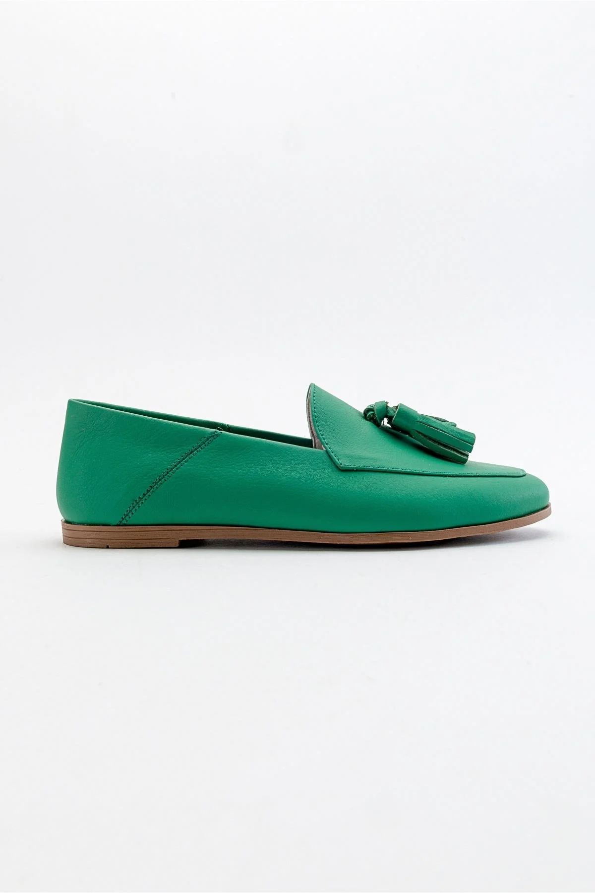 F04 - Forest Green Genuine Leather Tassel Loafer (Women) - Image 6