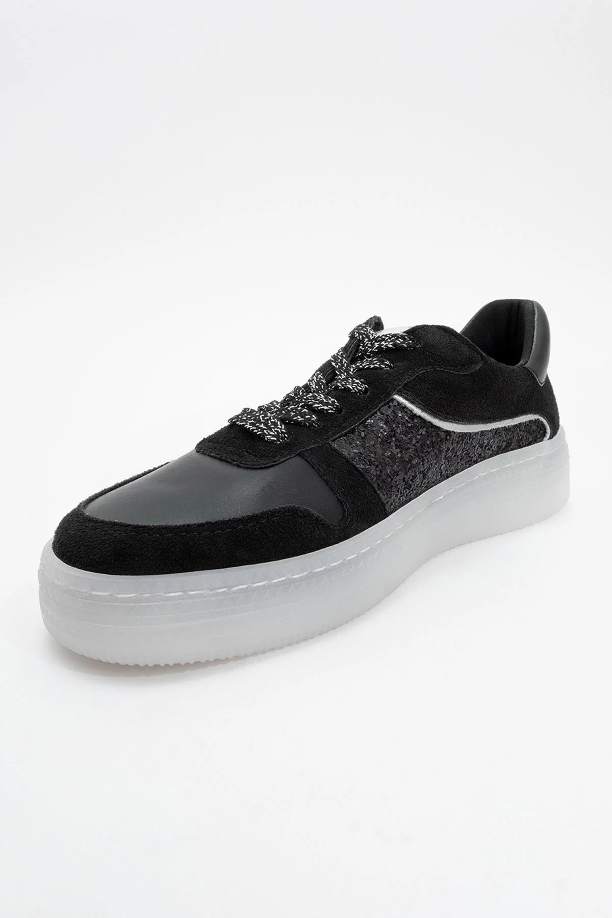 Felipe - Black Glitter Leather Sneakers (Women) - Image 3