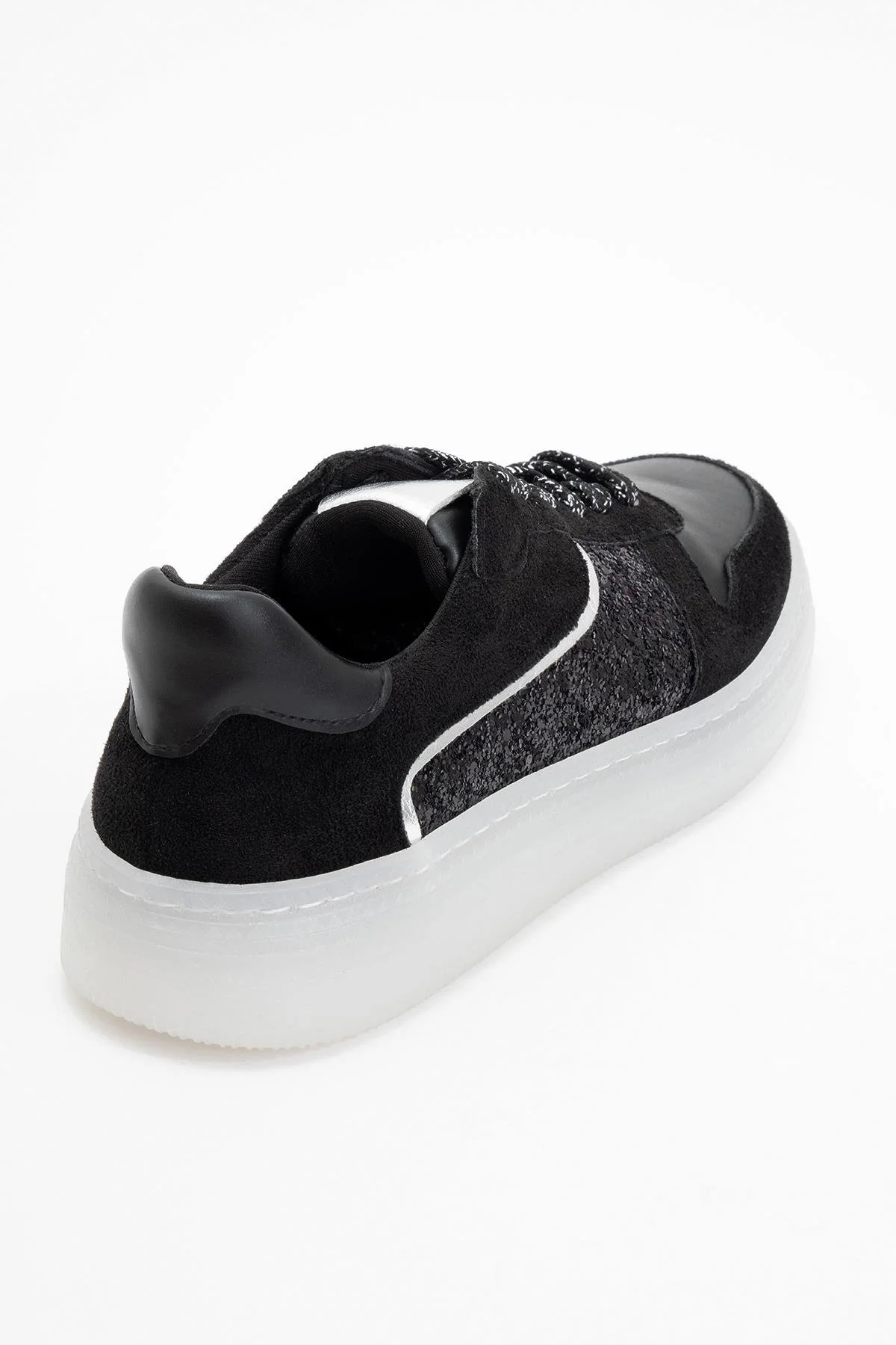 Felipe - Black Glitter Leather Sneakers (Women) - Image 4