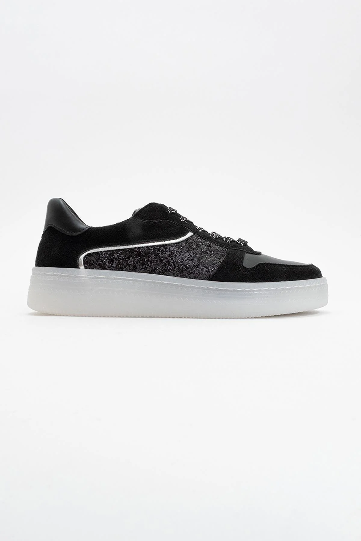 Felipe - Black Glitter Leather Sneakers (Women) - Image 5