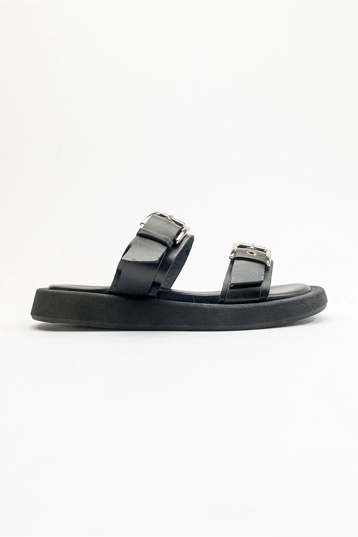 Finezza - Black Leather Two-Strap Sandal (Women) - Image 7