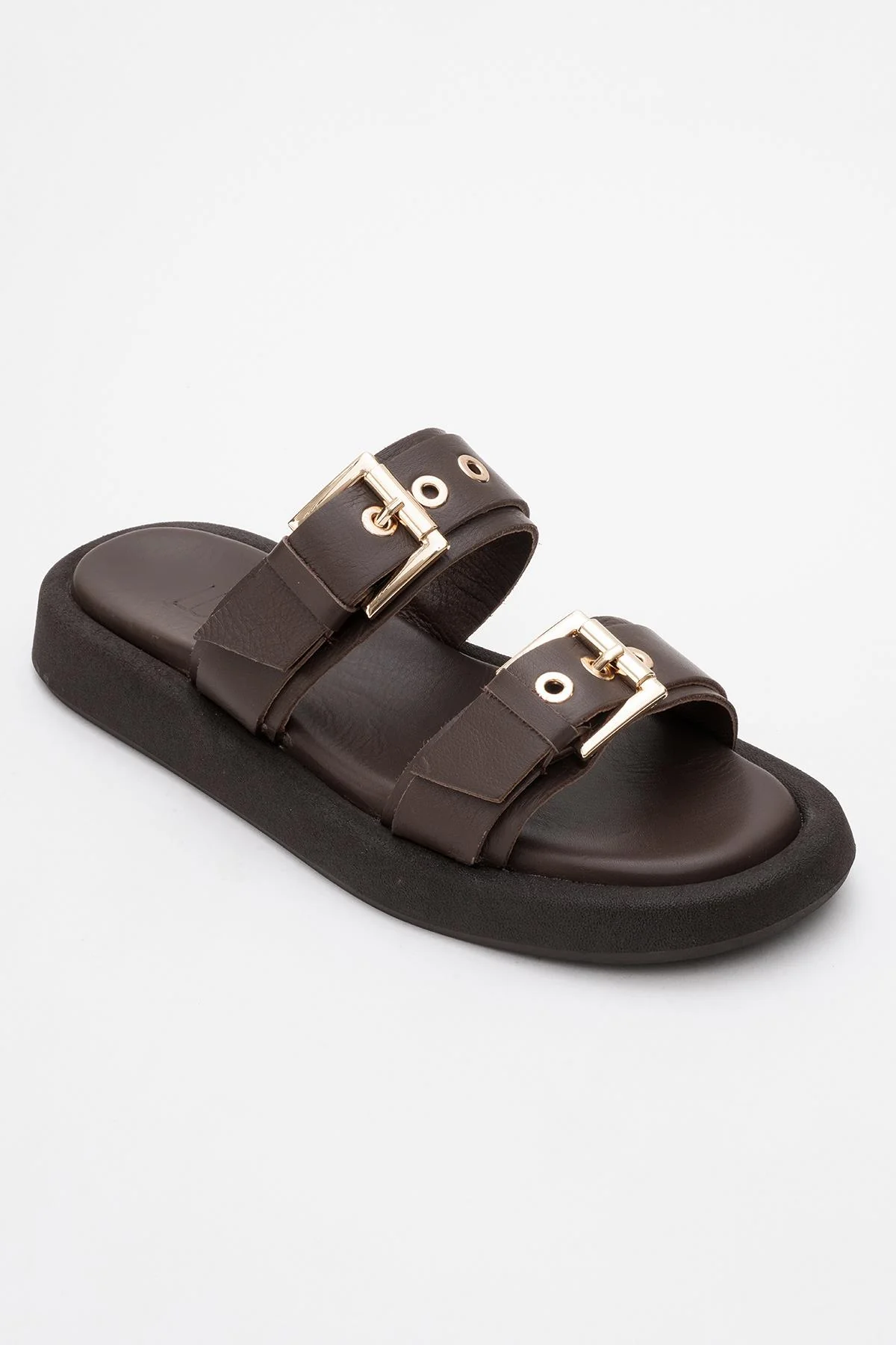 Finezza - Brown Leather Two-Strap Sandal (Women) - Image 3