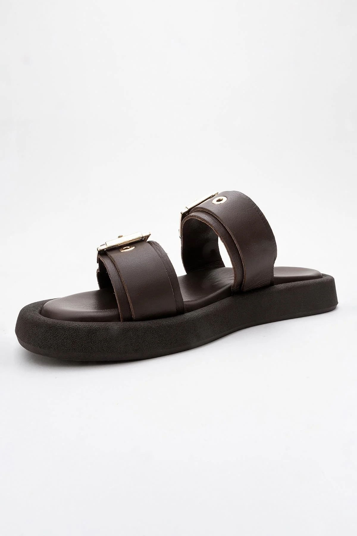 Finezza - Brown Leather Two-Strap Sandal (Women) - Image 4