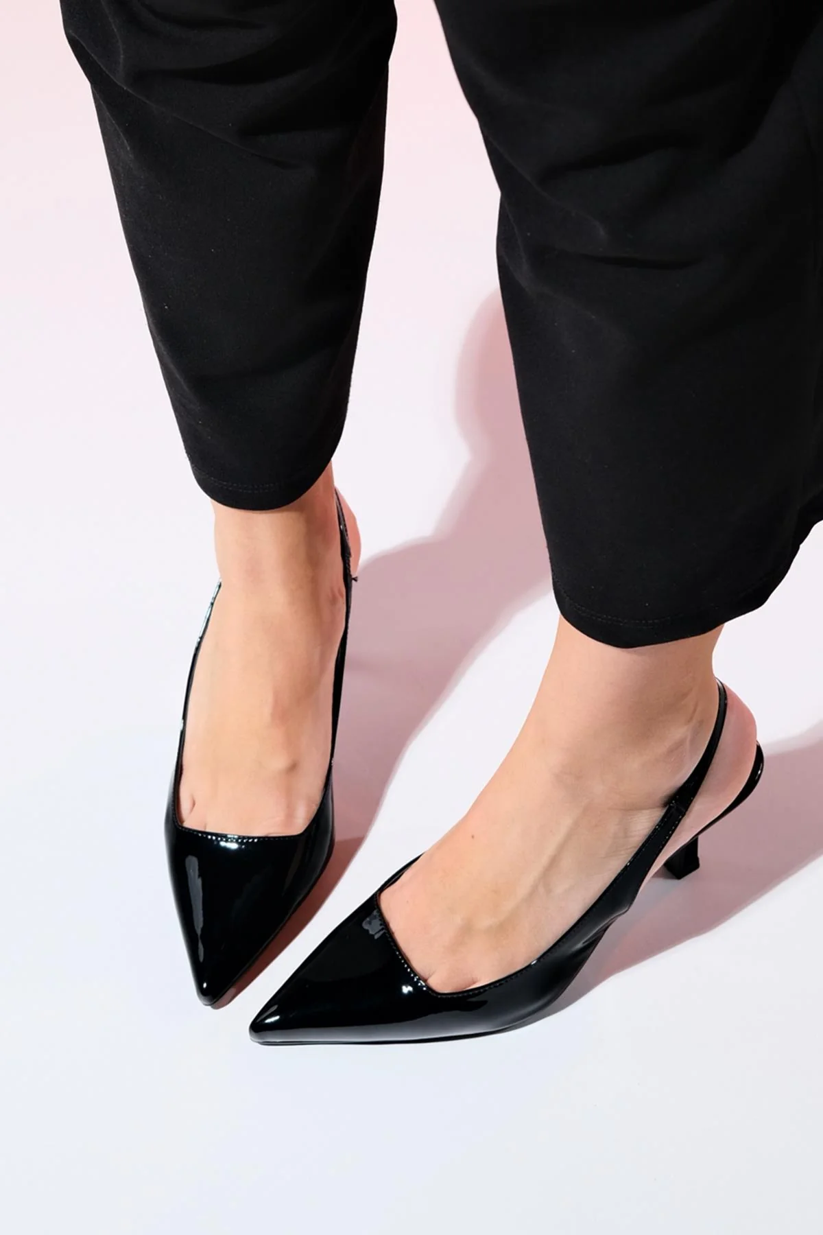 Flem - Black Patent Pointed Toe Backless Stiletto Pump (Women) - Image 2