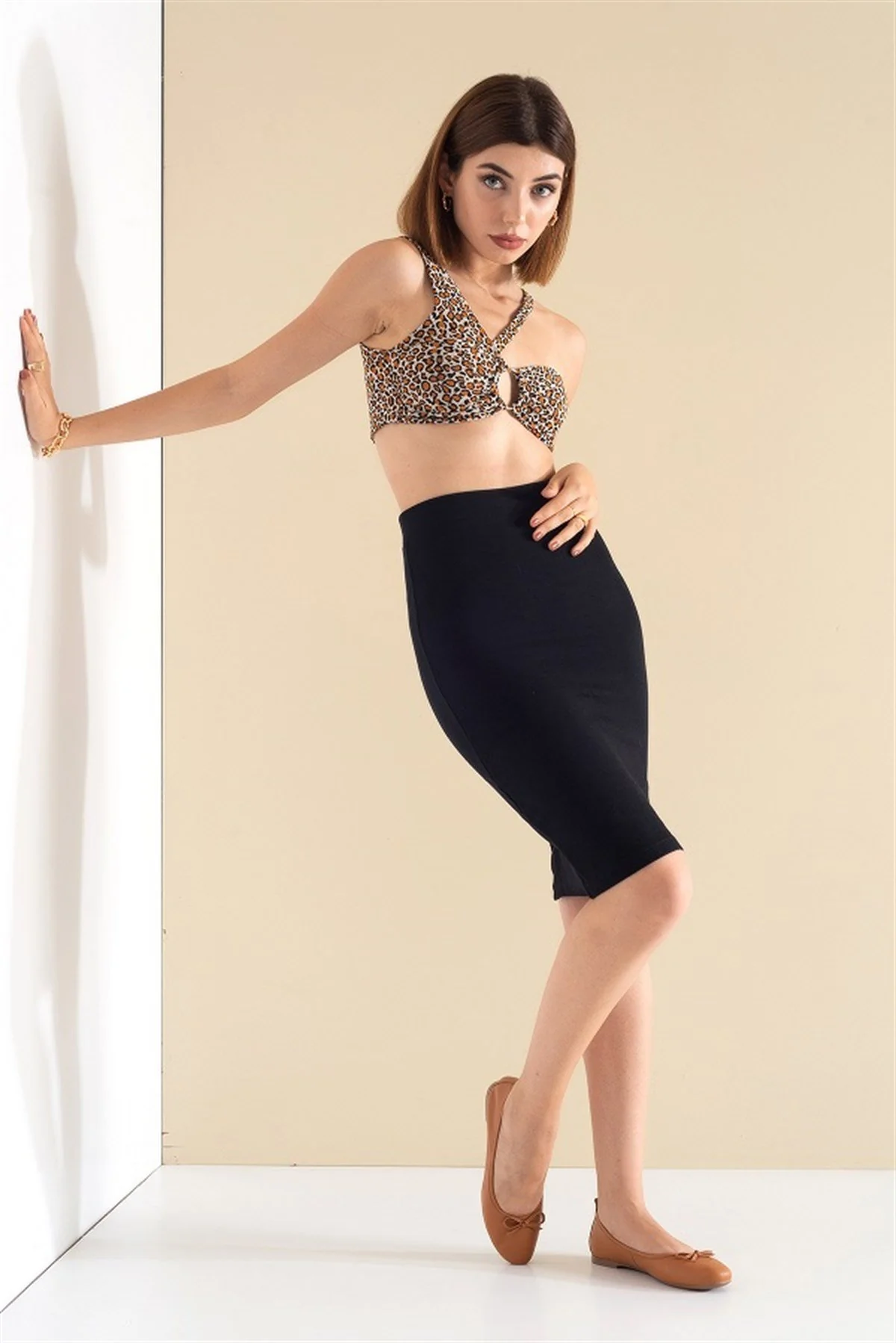Florence - Cognac Brown Leather Ballerina Flats - Image 6