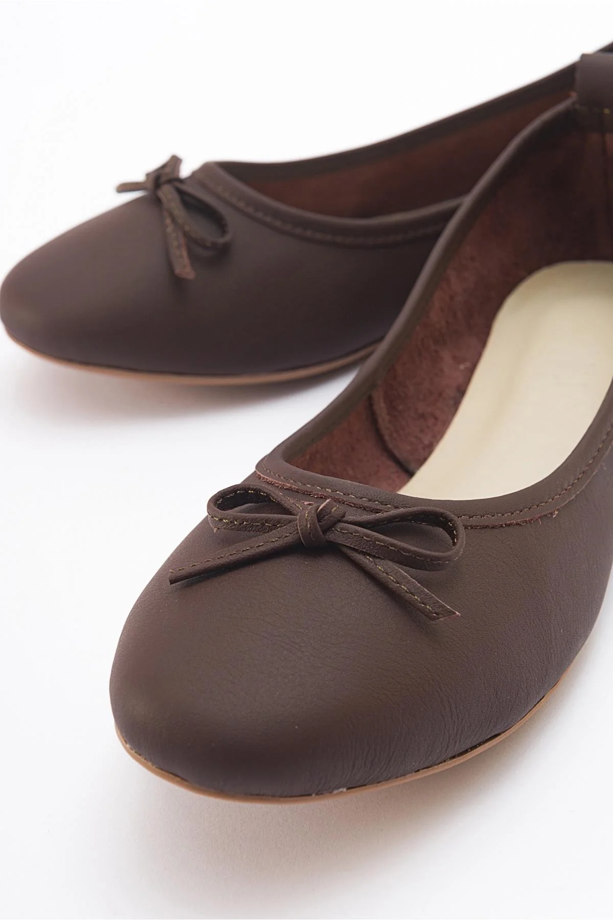 Florence - Dark Brown Leather Ballerina Flats (Women) - Image 3