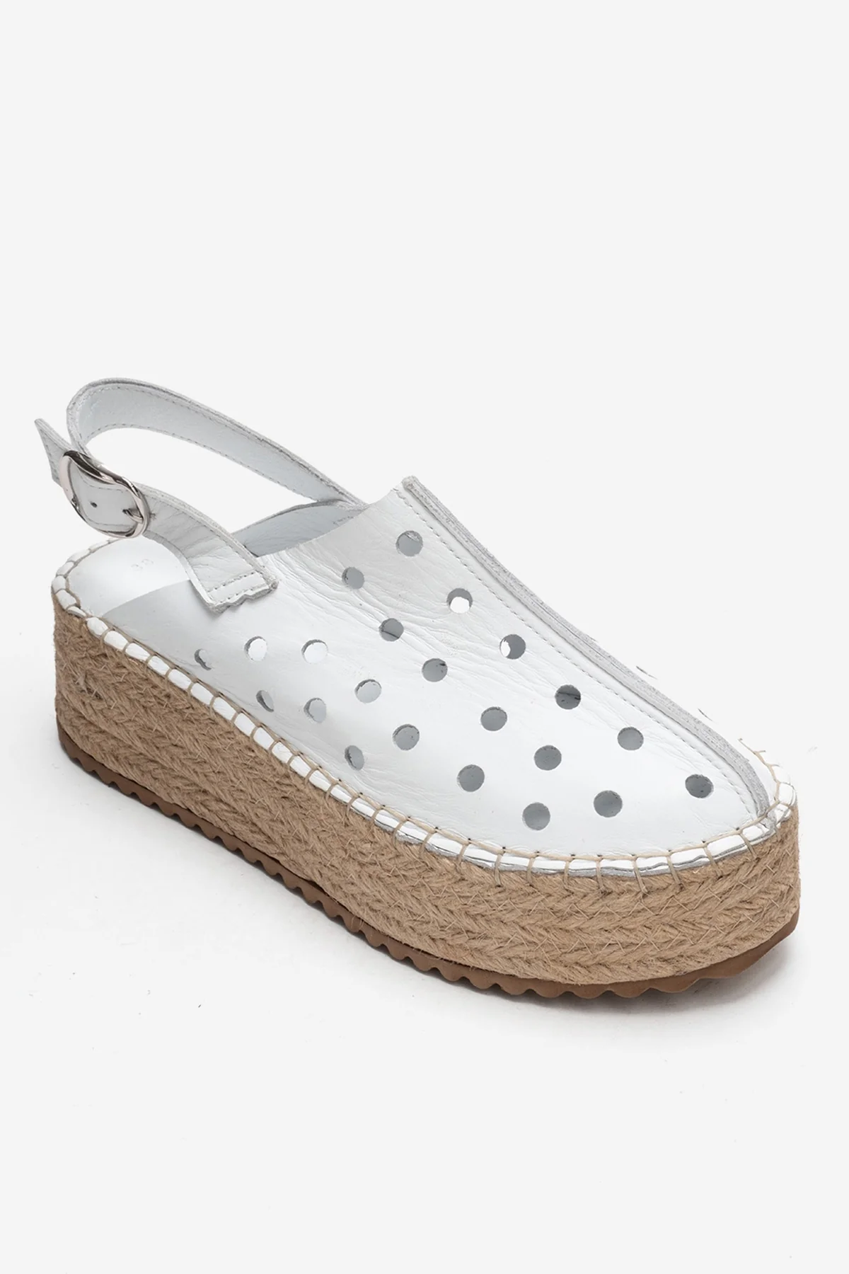 FRAGA - White Genuine Leather Wedge Sandal (Women) - Image 3