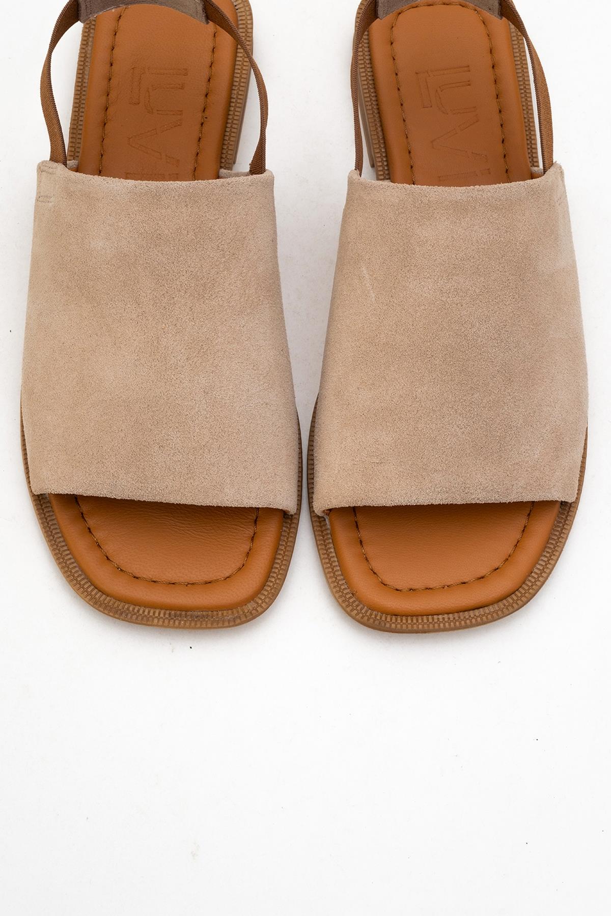 Fuela - Beige Suede Leather Sandals (Women) - Image 2