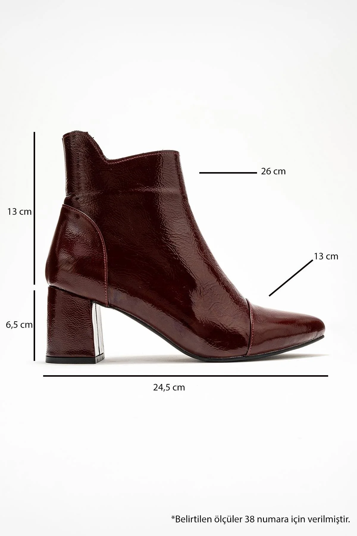 Gael - Burgundy Patent Genuine Leather Block Heel Boot (Women) - Image 6