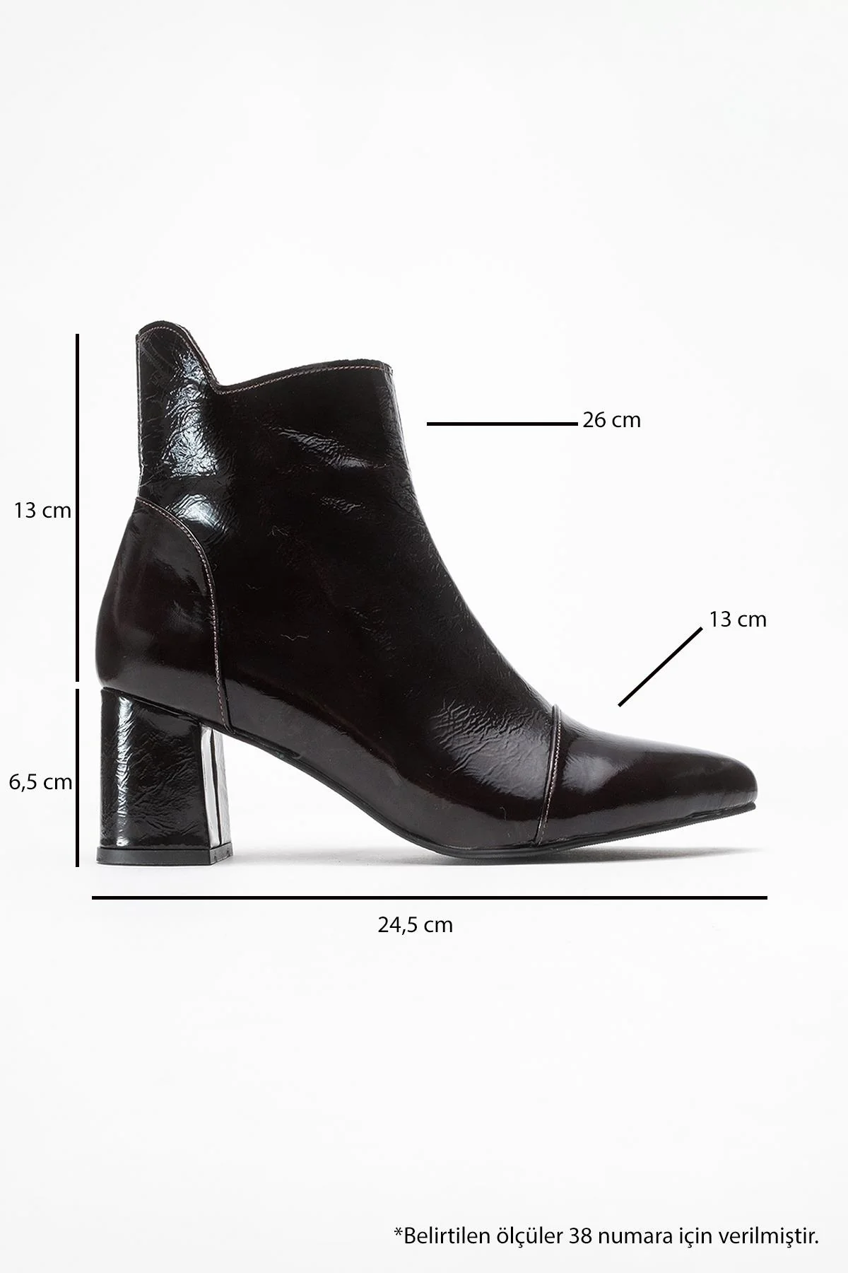 Gael - Dark Brown Patent Genuine Leather Block Heel Ankle Boot (Women) - Image 6