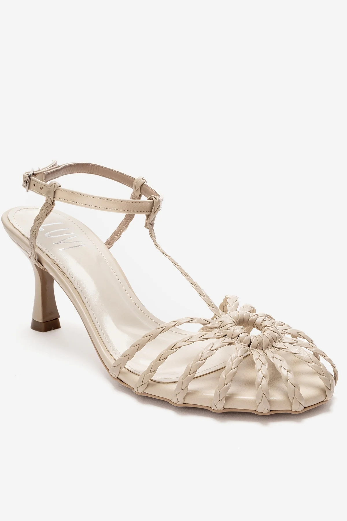 Gerald - Beige Genuine Leather Woven Strap Stiletto Pump (Women) - Image 3