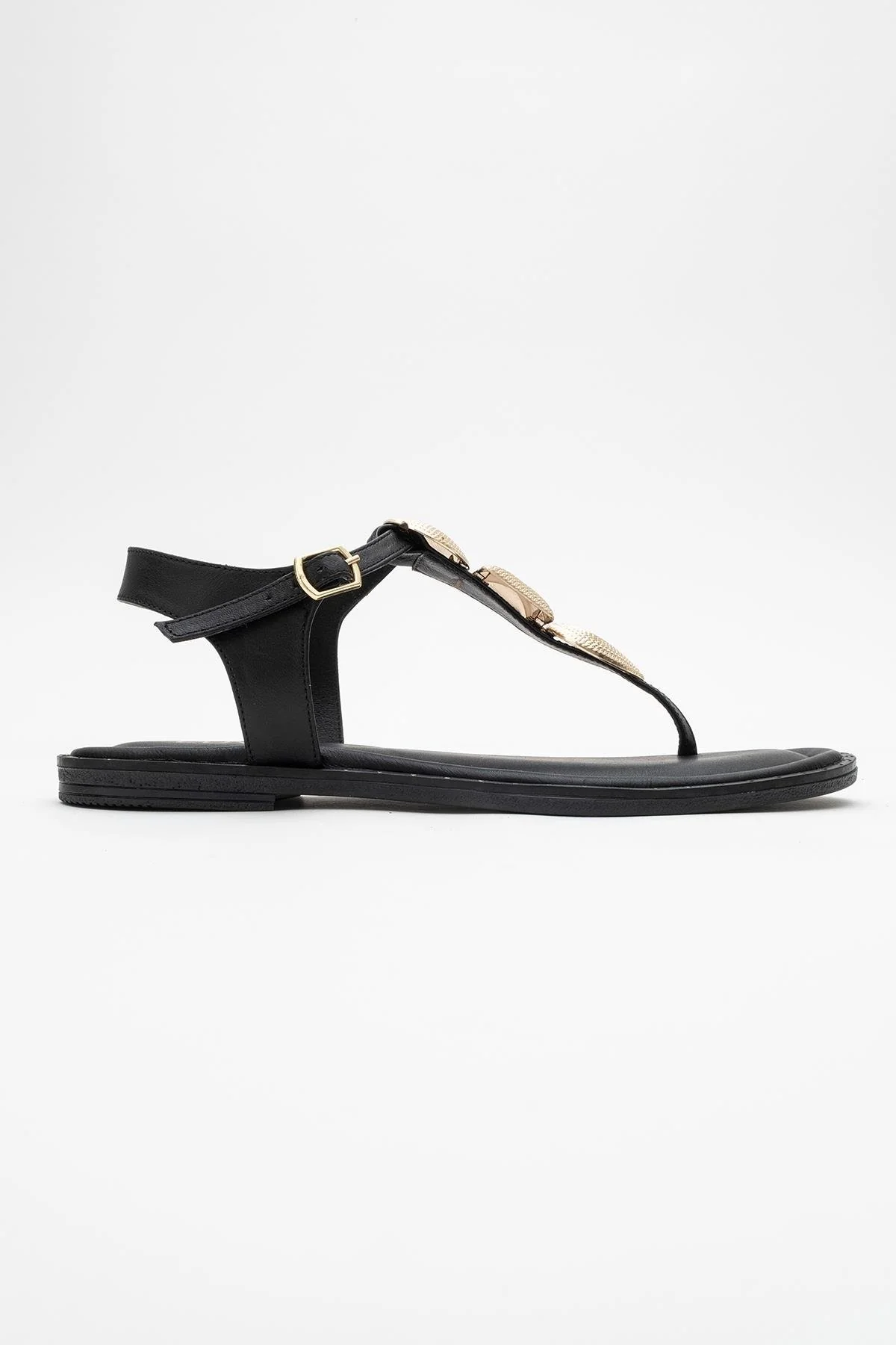 Giulia - Black Leather Flat Sandal (Women) - Image 5