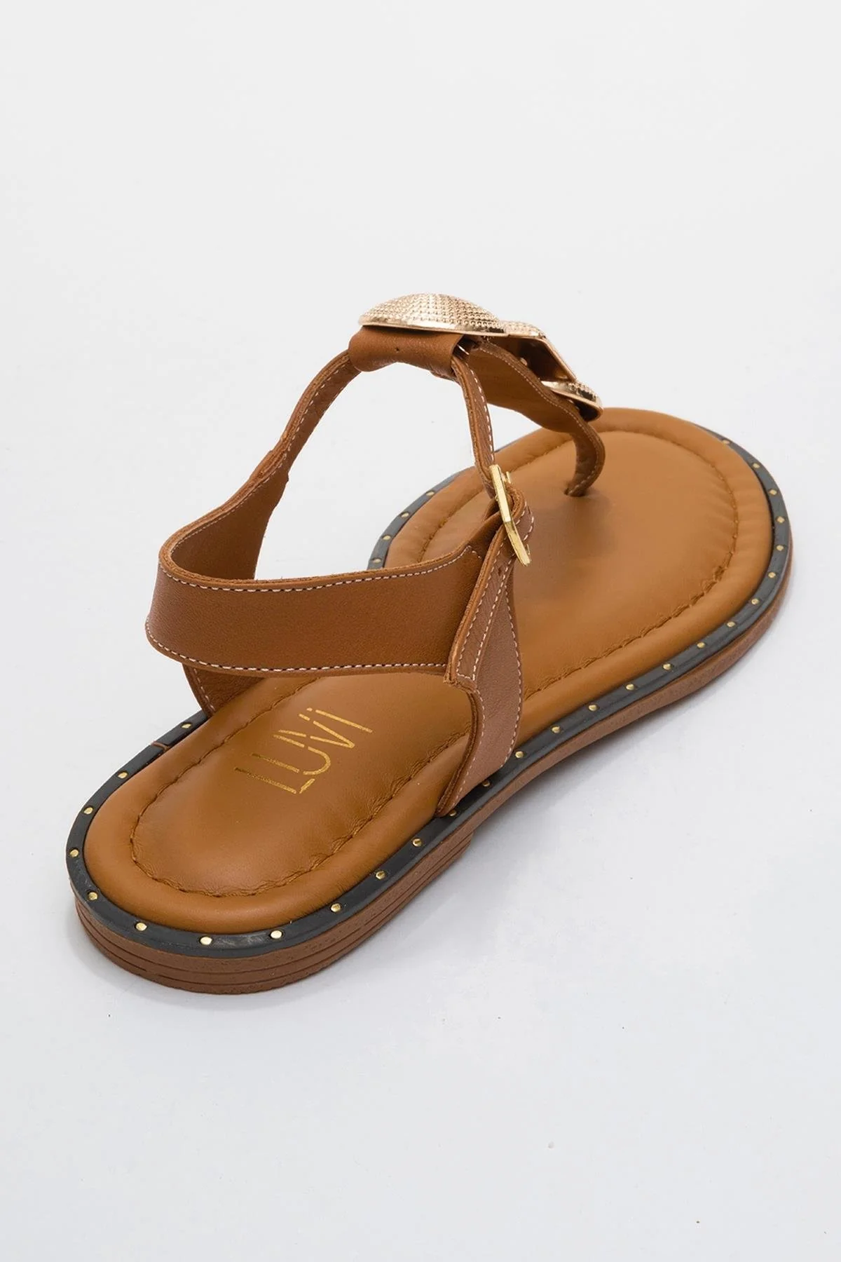 Giulia - Cognac Brown Leather Flat Sandal (Women) - Image 5