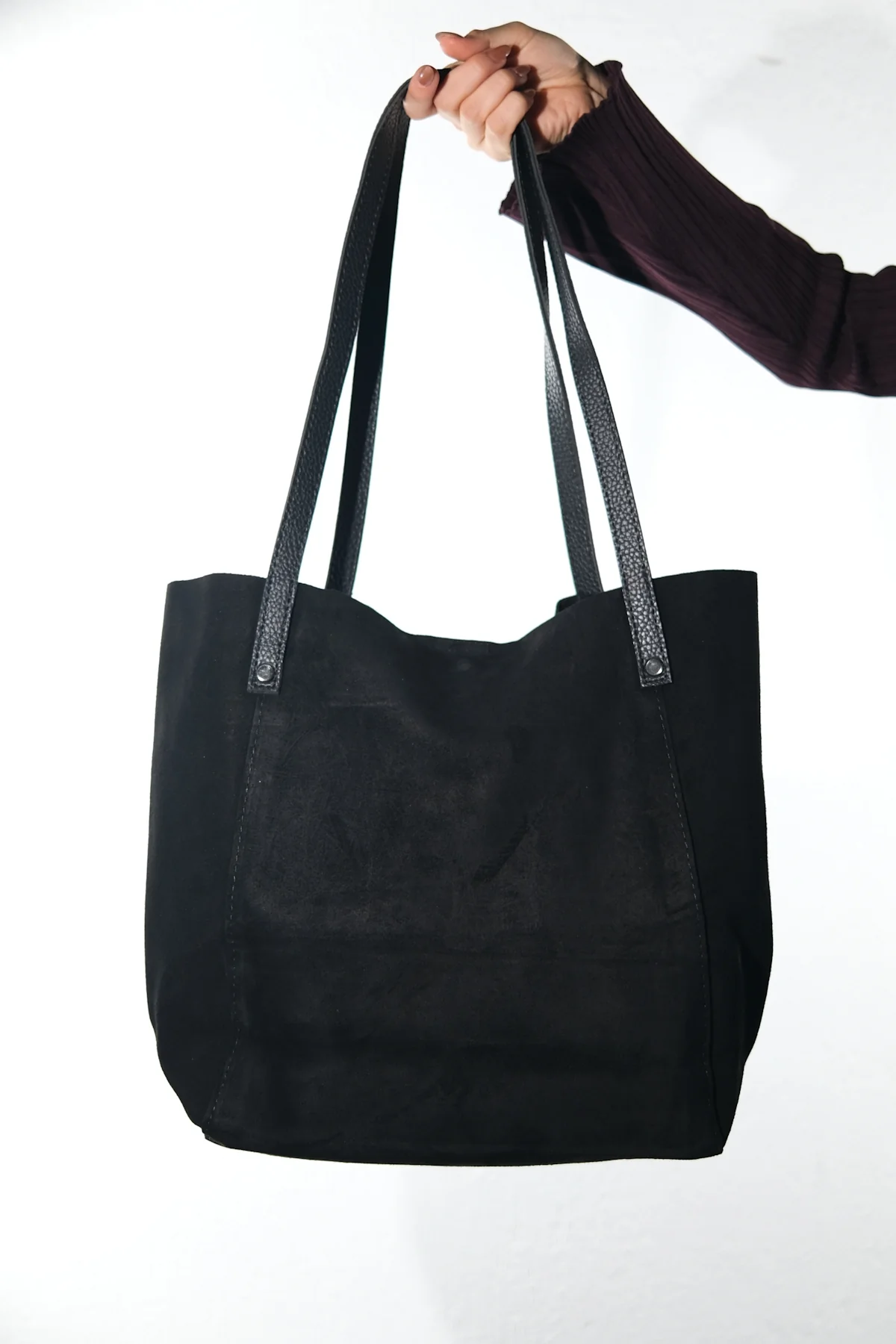 GRAZIA - Black Genuine Suede Leather Shoulder Bag (Women)
