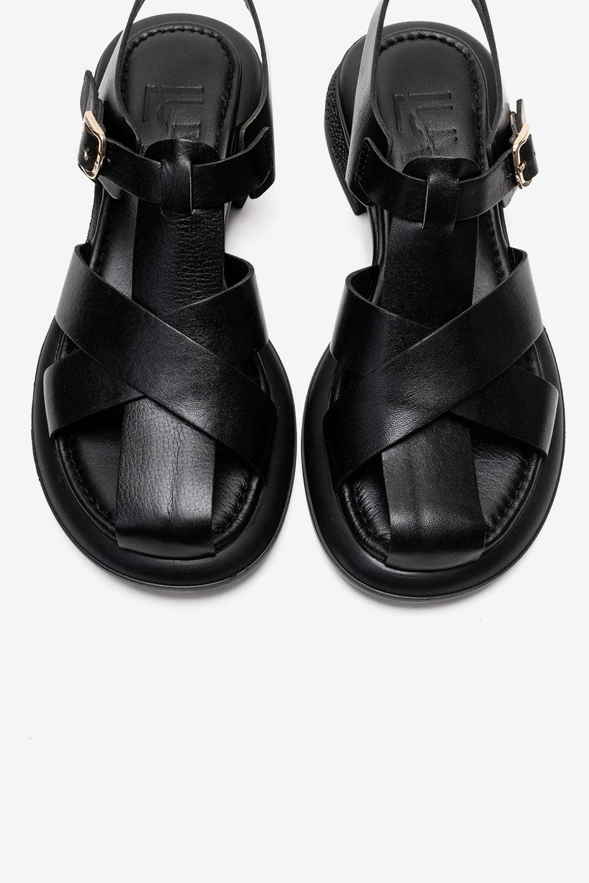GUIDO - Black Genuine Leather Sandal (Women) - Image 2