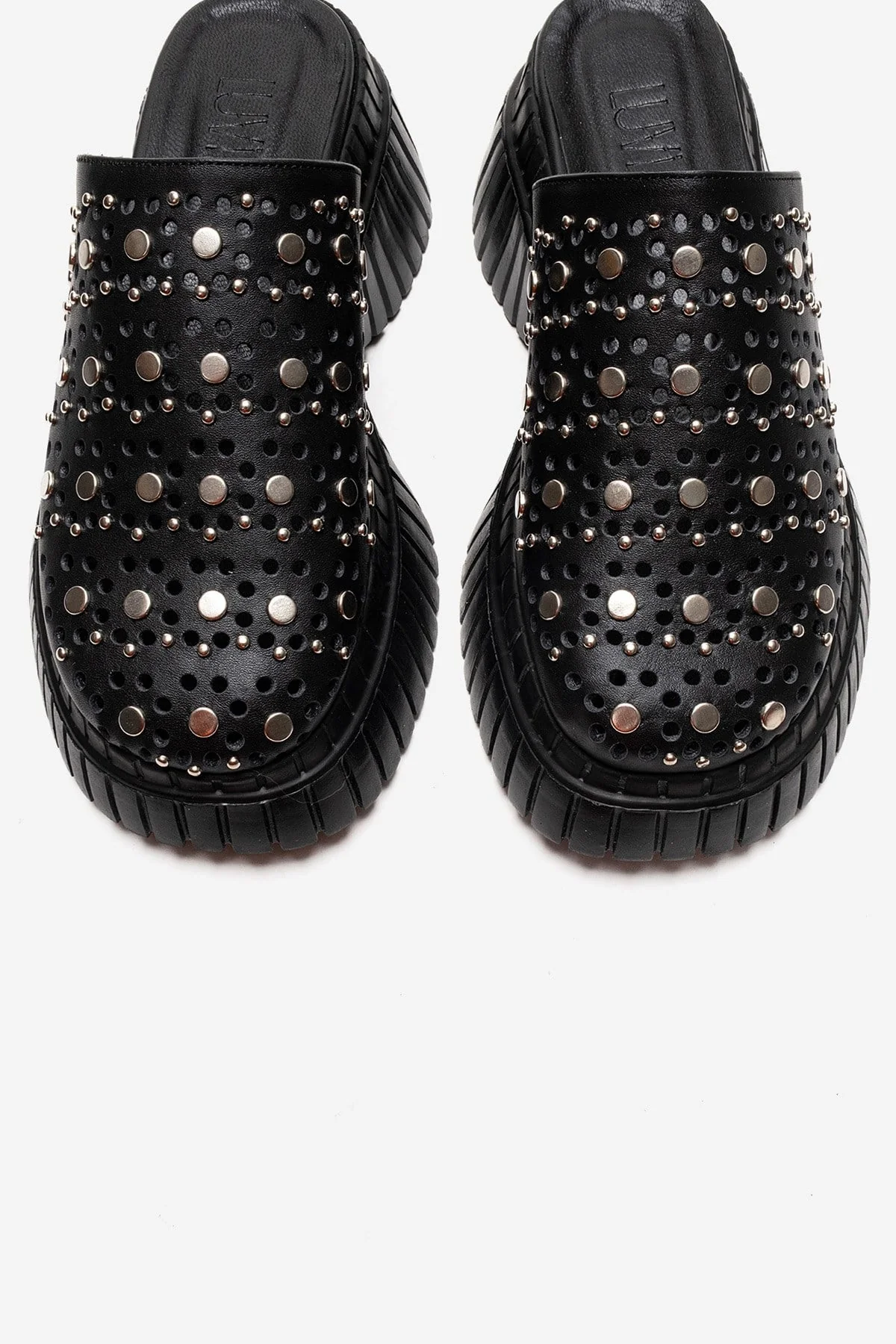 HARLOW - Black Genuine Leather Platform Slide (Women) - Image 2