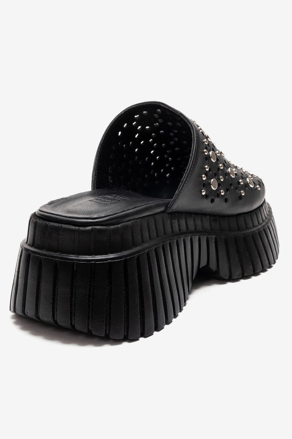 HARLOW - Black Genuine Leather Platform Slide (Women) - Image 5