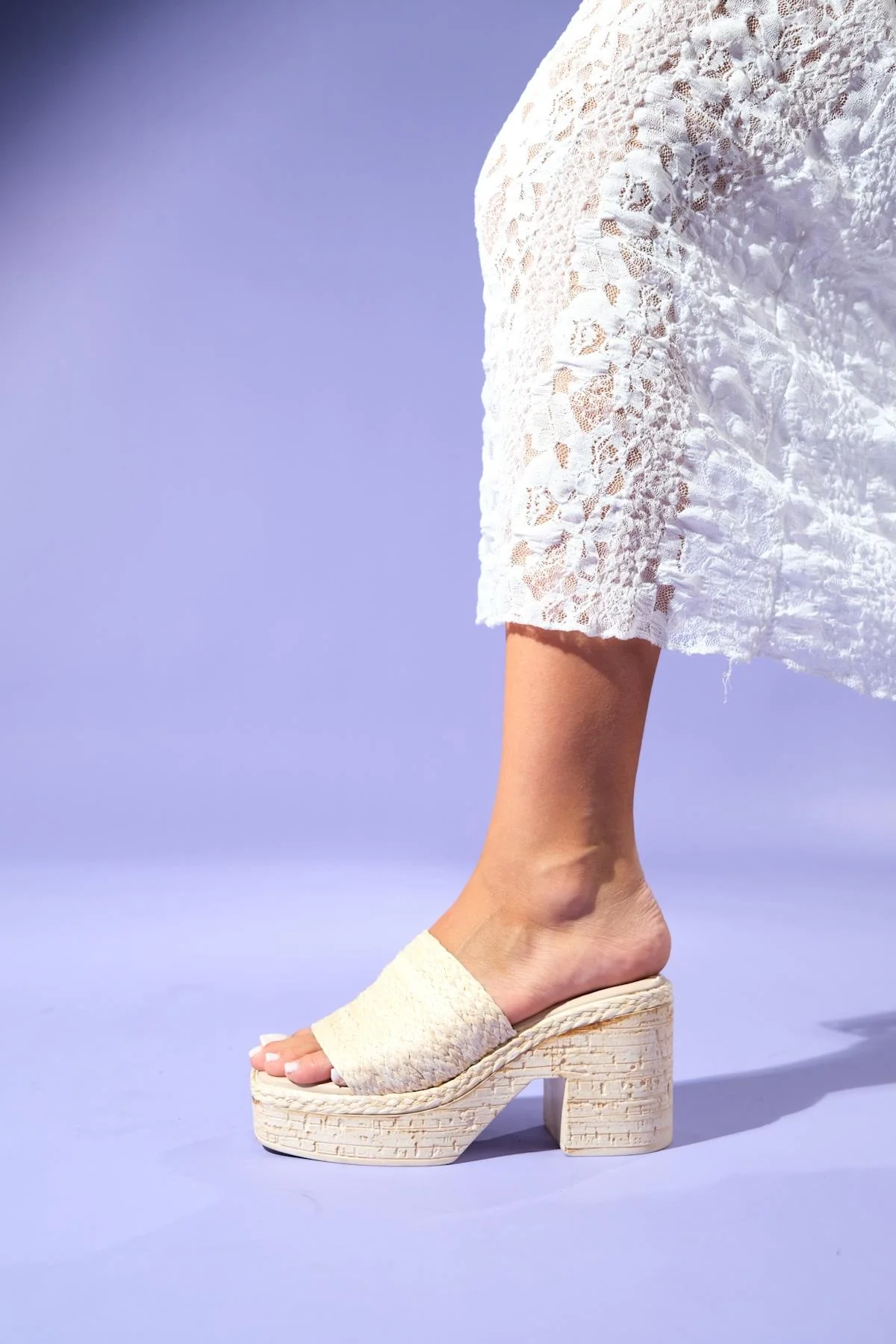 Herz - Beige Single Strap Platform Heel Slide (Women) - Image 2