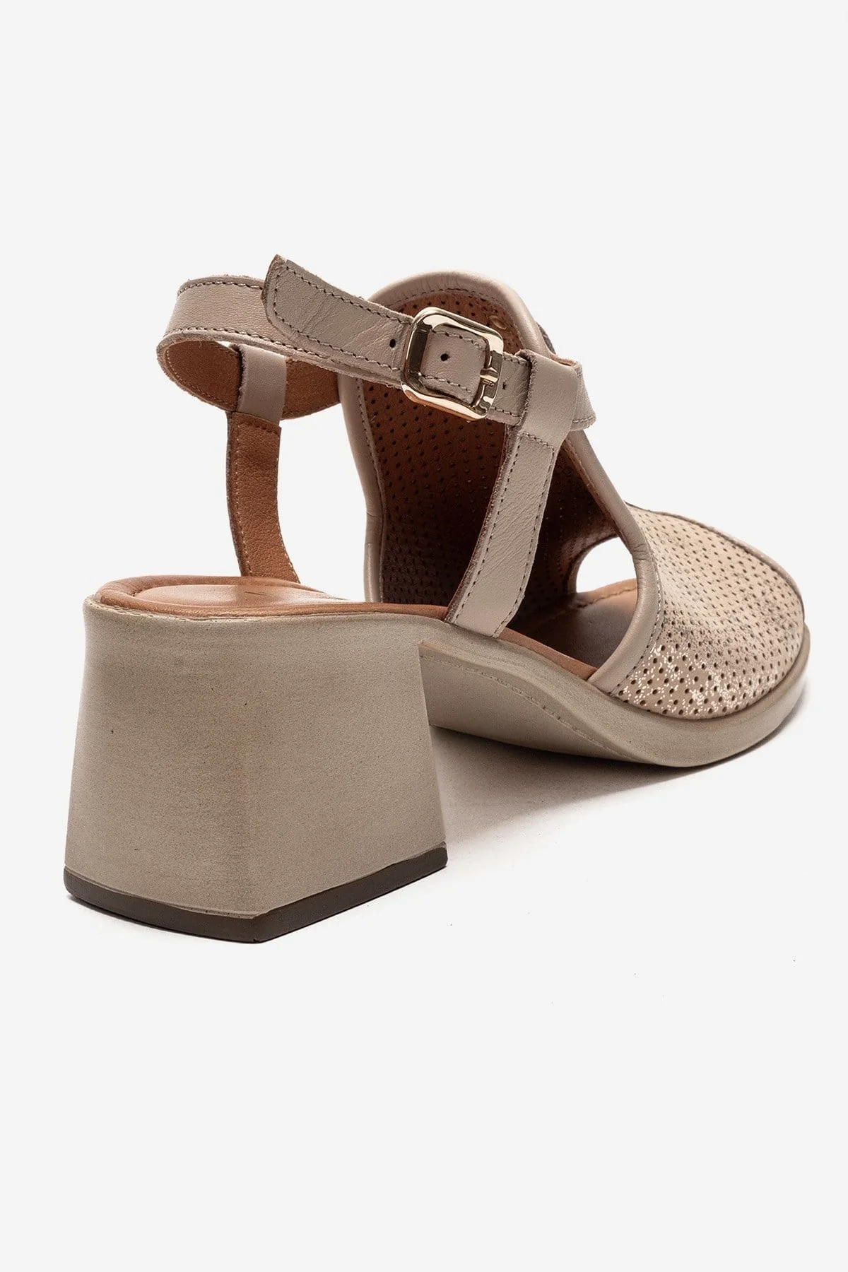 Janelle - Beige Genuine Leather Block Heel Sandal (Women) - Image 5
