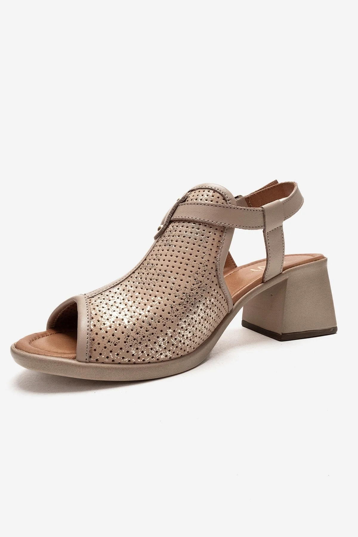 Janelle - Beige Genuine Leather Block Heel Sandal (Women) - Image 6