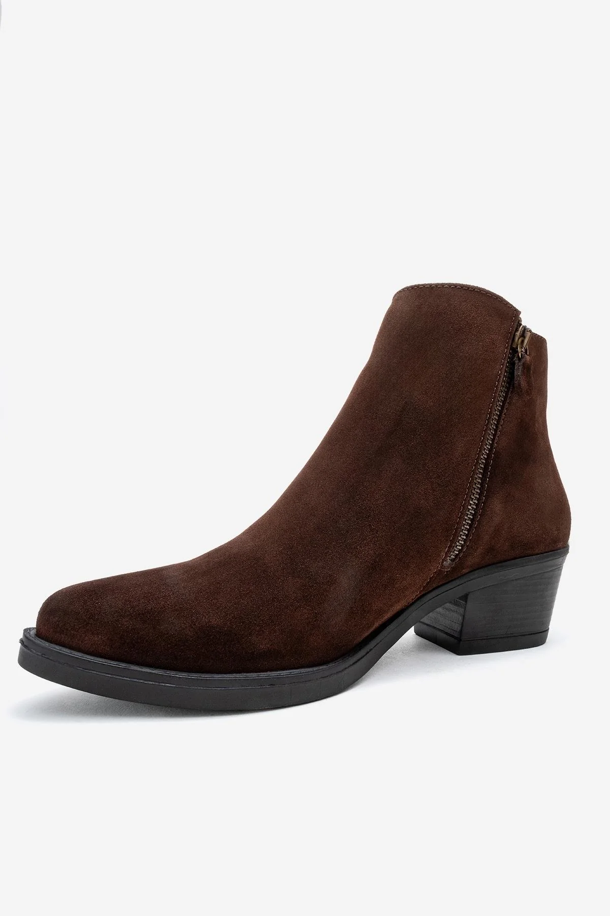 Jayer - Brown Suede Genuine Leather Zip Ankle Boot (Women) - Image 4