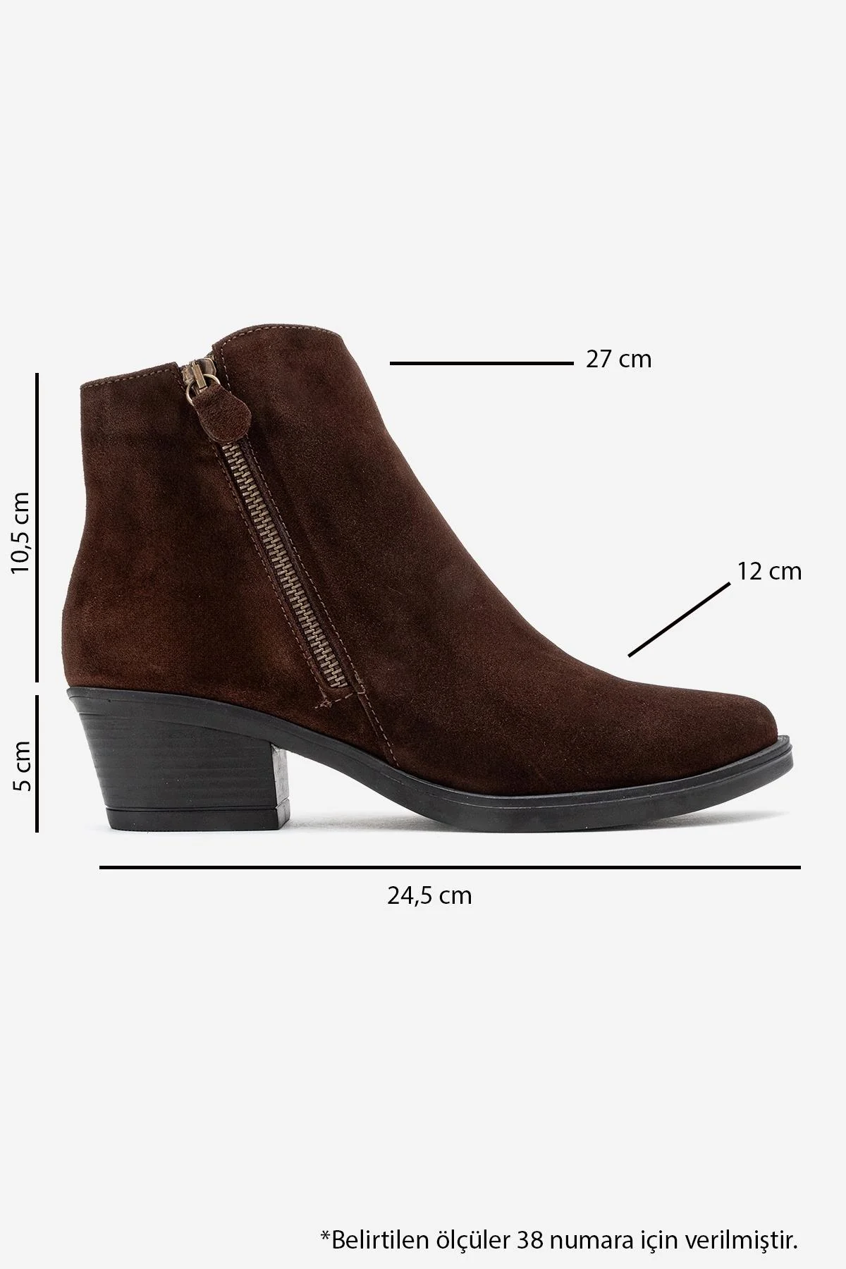 Jayer - Brown Suede Genuine Leather Zip Ankle Boot (Women) - Image 6
