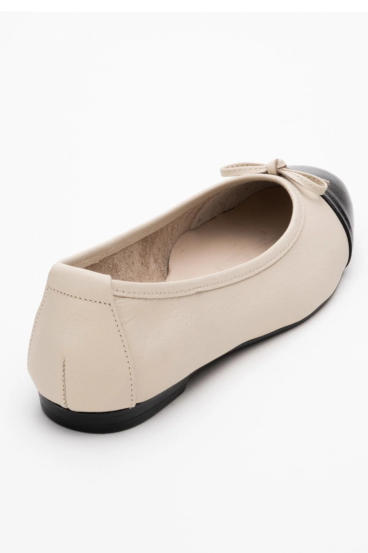 Jens - Beige Toe Cap Leather Ballet Flats (Women) - Image 4