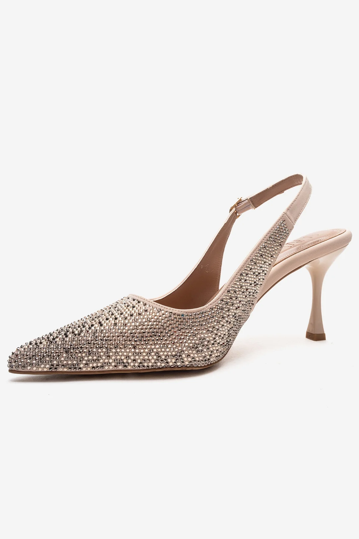 JOHANNA - Nude Genuine Leather Gold-Crystal-Embellished Stiletto Pump (Women) - Image 6
