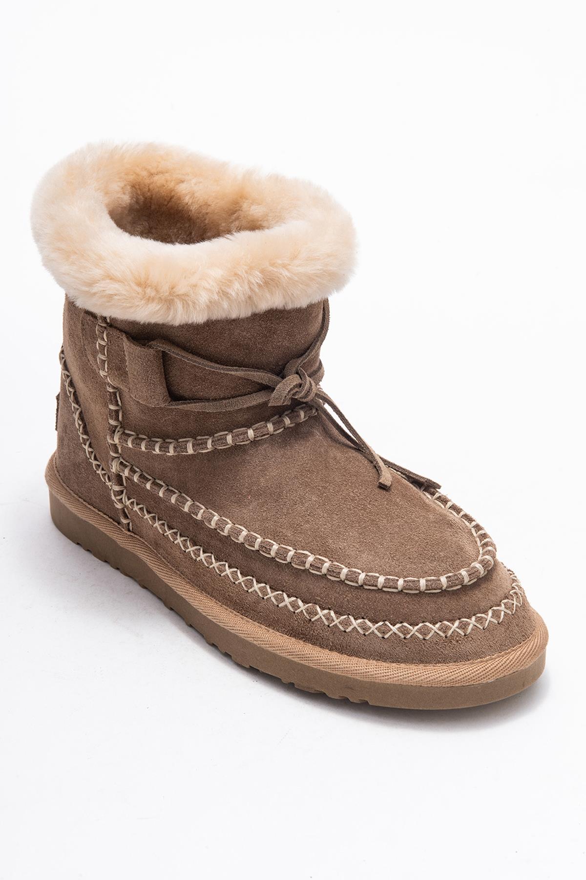 Jorel - Sand Genuine Leather Fur-Lined Ankle Boot (Women) - Image 3