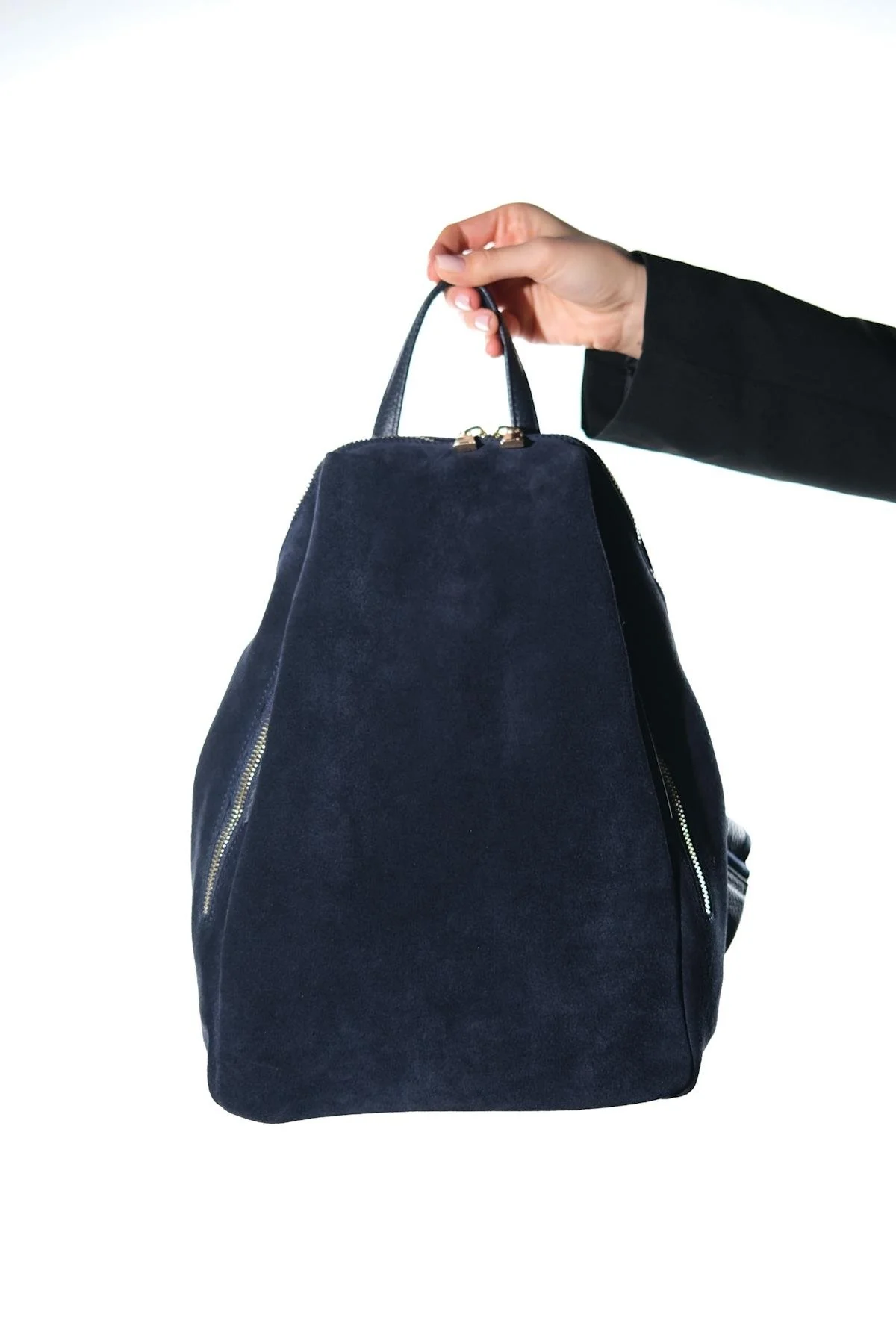 JOSH - Navy Genuine Suede Leather Backpack (Women) - Image 2